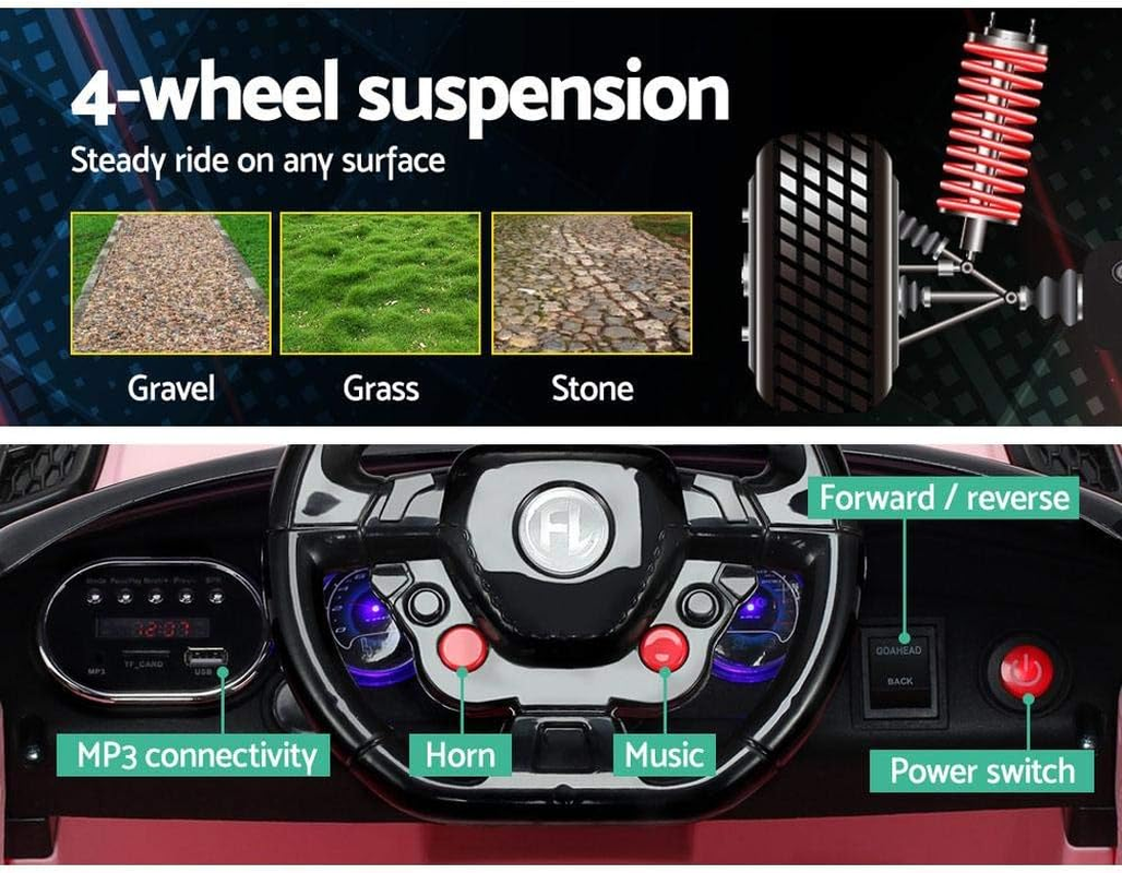 Rigo Kids Ride on Car SUV, Remote Control 6V Battery Horn Headlight Built-In Music 30Kg Capacity Safety Seat Belt Electric Cars Kid Toy Pink - Red image number 4