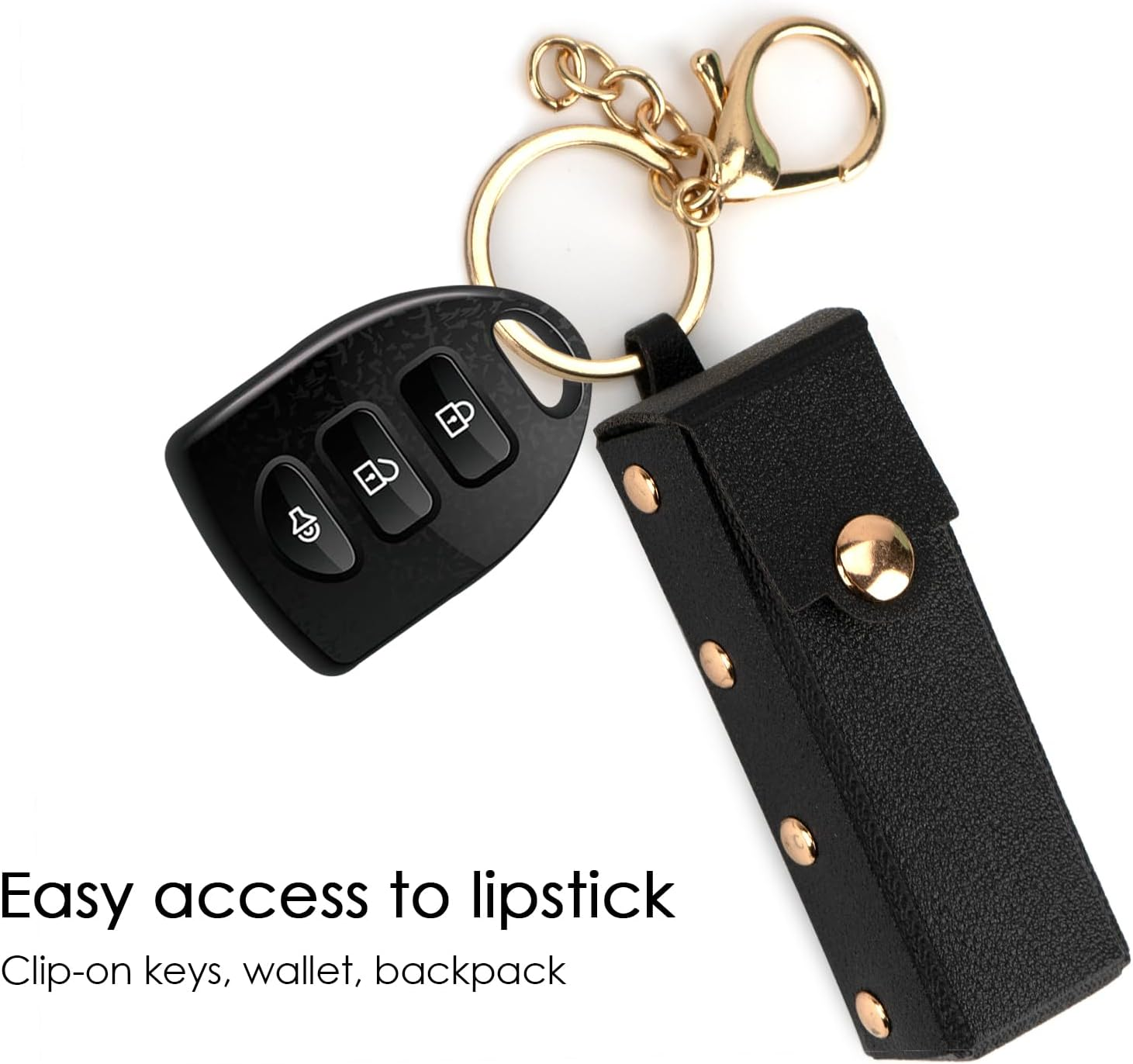 2 Pack Lipstick Case, Soft Leather Lipstick Holder for Women, Portable Lip Balm Sleeve Pouch (Black & White) image number 4