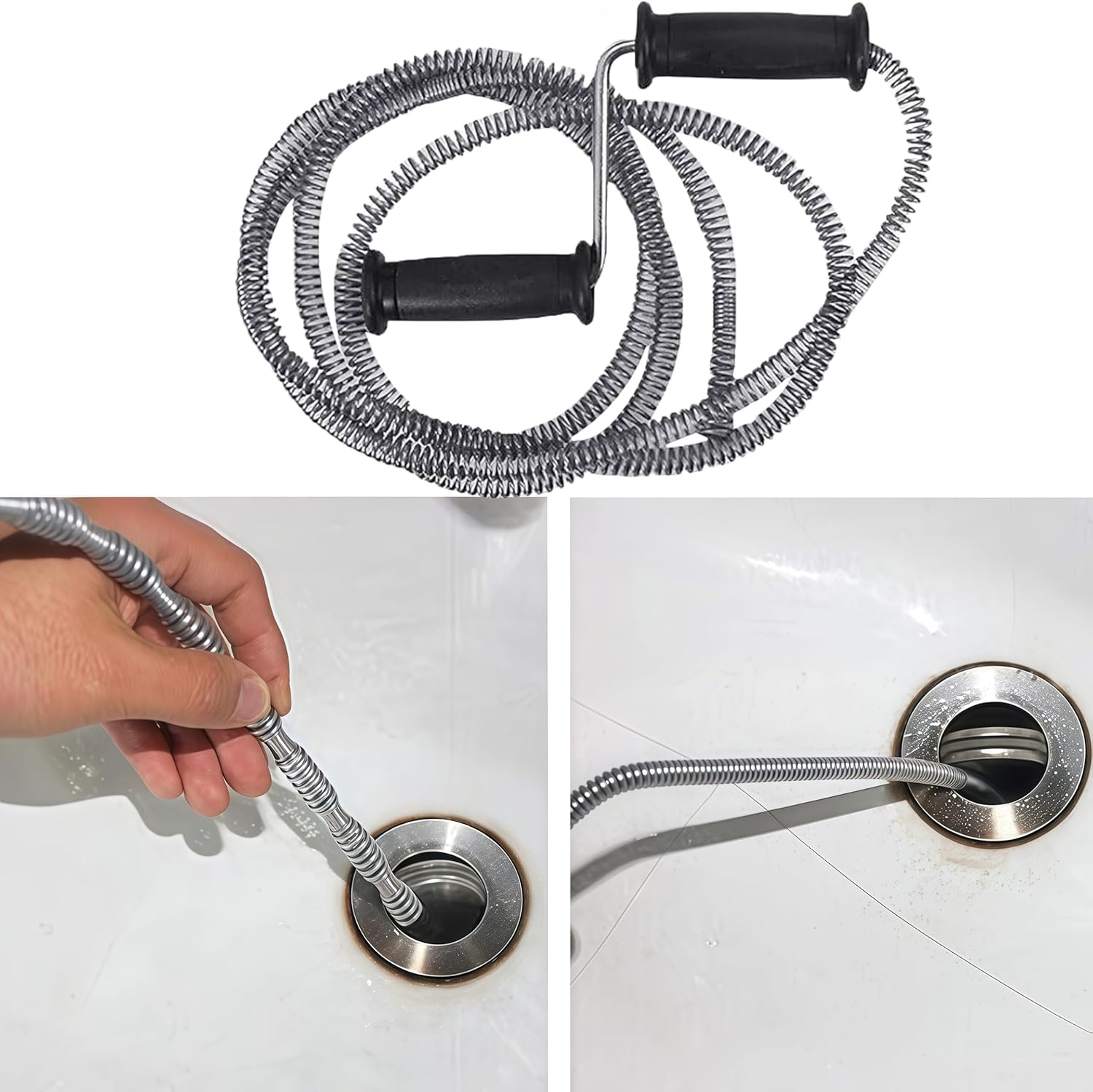 Manual Drain Snake Cleaner,16 Mm X3 M Mprofessional Drain Unblocker,Metal Flexible Plumbing Snake,Flexible Plumbing Clog Remover,Cleaner Auger Wire,With Handle,For Sink,Toilet,Sewer Pipe Cleaning, image number 2
