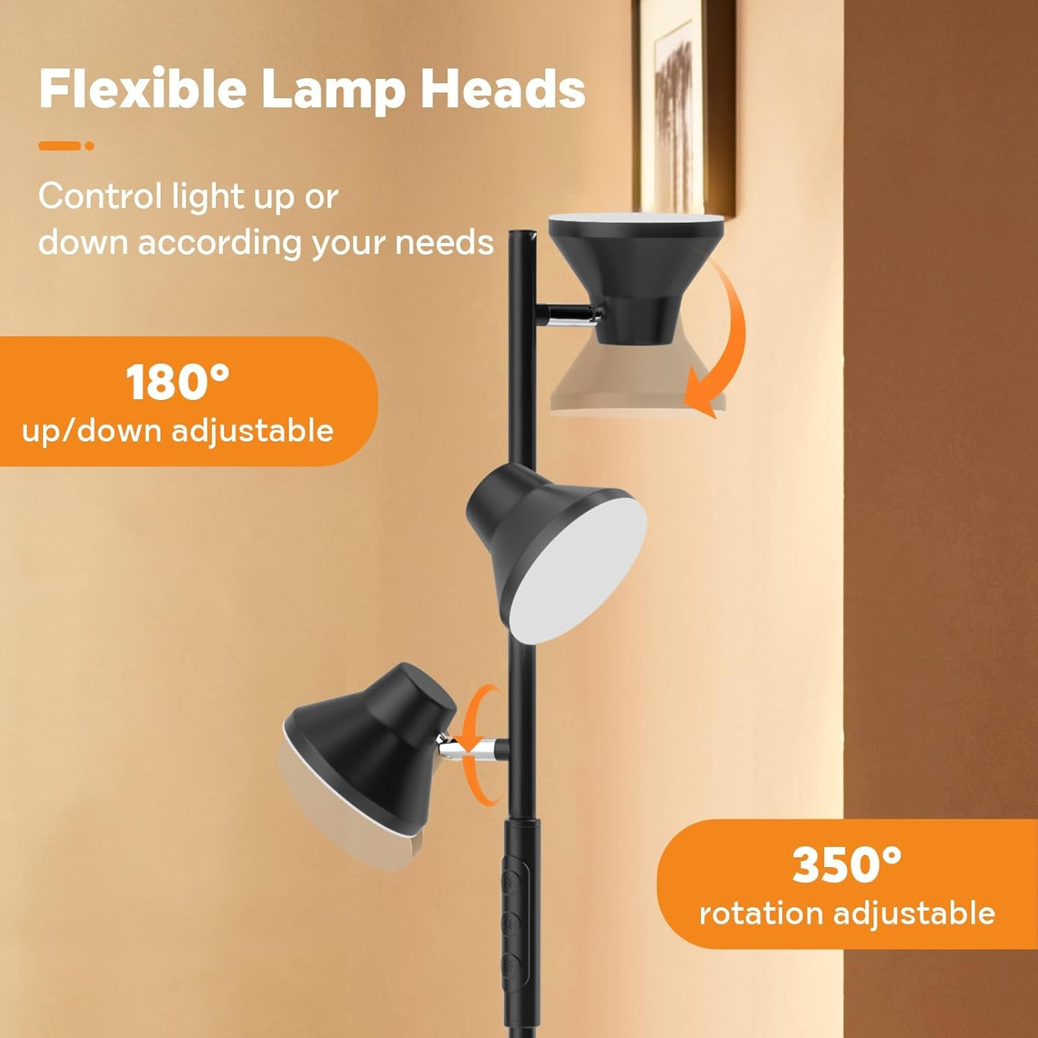 LED Floor Lamp, 36W Modern Floor Lamp with Remote & Touch Control, 4 Color Temperatures, 3 Rotatable Dimmable LED Standing Lamp for Living Room, Bedroom, Office image number 4