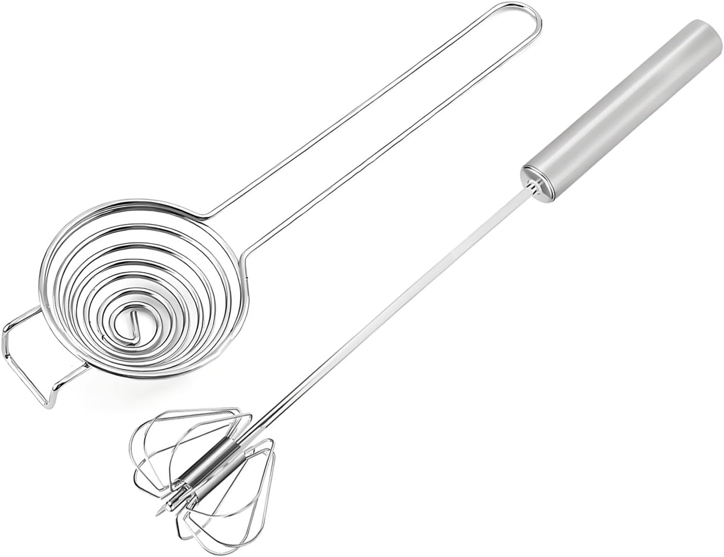 MYTOAU 2PCS Egg Separator Stainless Steel Egg Whisk, Stainless Steel Egg Separator Egg Yolk Separator Egg White Separator Hand Push Rotary Whisk Egg Beater Mixer for Kitchen Baking Tools image number 5