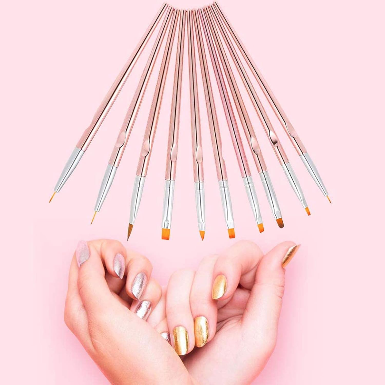 10Pcs Nail Brushes Set Nails Arts Painting Liner Pen Sets for UV for DIY