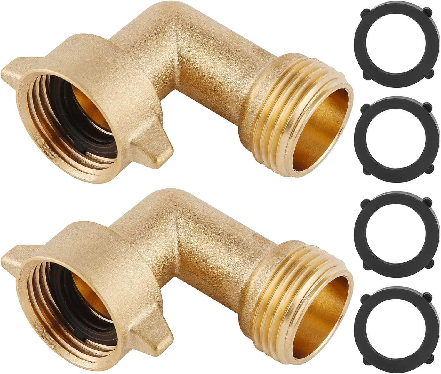 90-Degree Hose Elbow for Rvs &mdash; Solid Brass Construction, Features Convenient Easy Grip Connector,For RV Water Hoses, Residential Outdoor Faucets, & More &mdash; 1-Pack image number 1