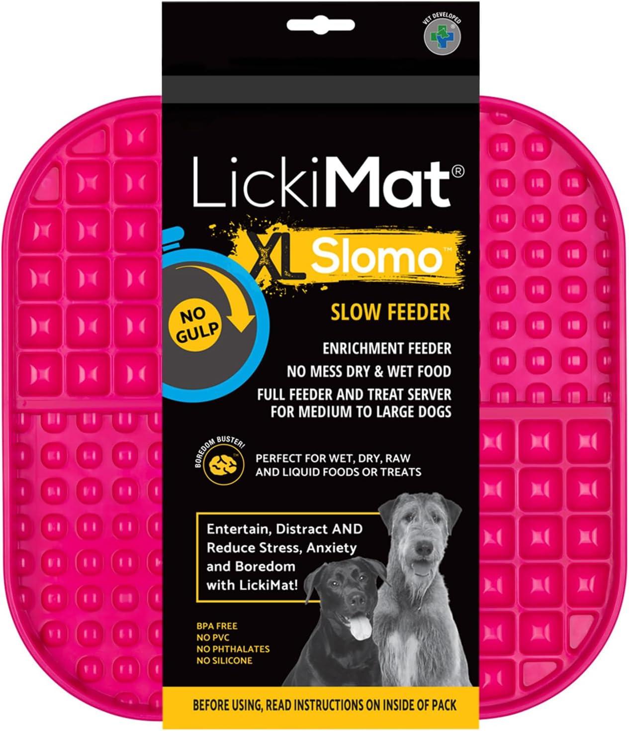 Lickimat Slomo XL - Extra Large Slow Feeder Suitable for Dry, Wet, Raw Foods, All Treats and Doggy Ice Cream. Best for Medium to Massive Breeds. Durable Design with Non-Slip Base. - Orange image number 3