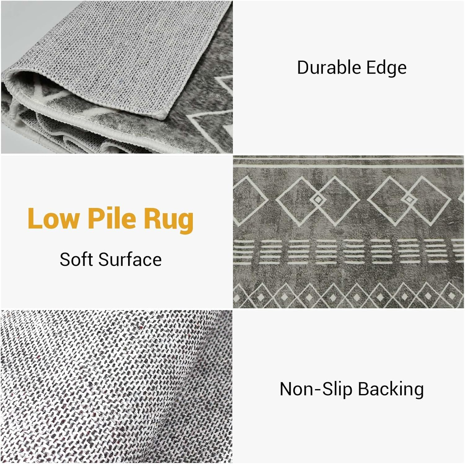 DAWNTREES Runner Rug (60X210Cm) Hallway Runner Rug Washable Kitchen Runner Rugs with Rubber Backing,Extra Long & Wide Rugs for Entryway Indoor, Kitchen, Laundry, Bedroom (Dark Grey)