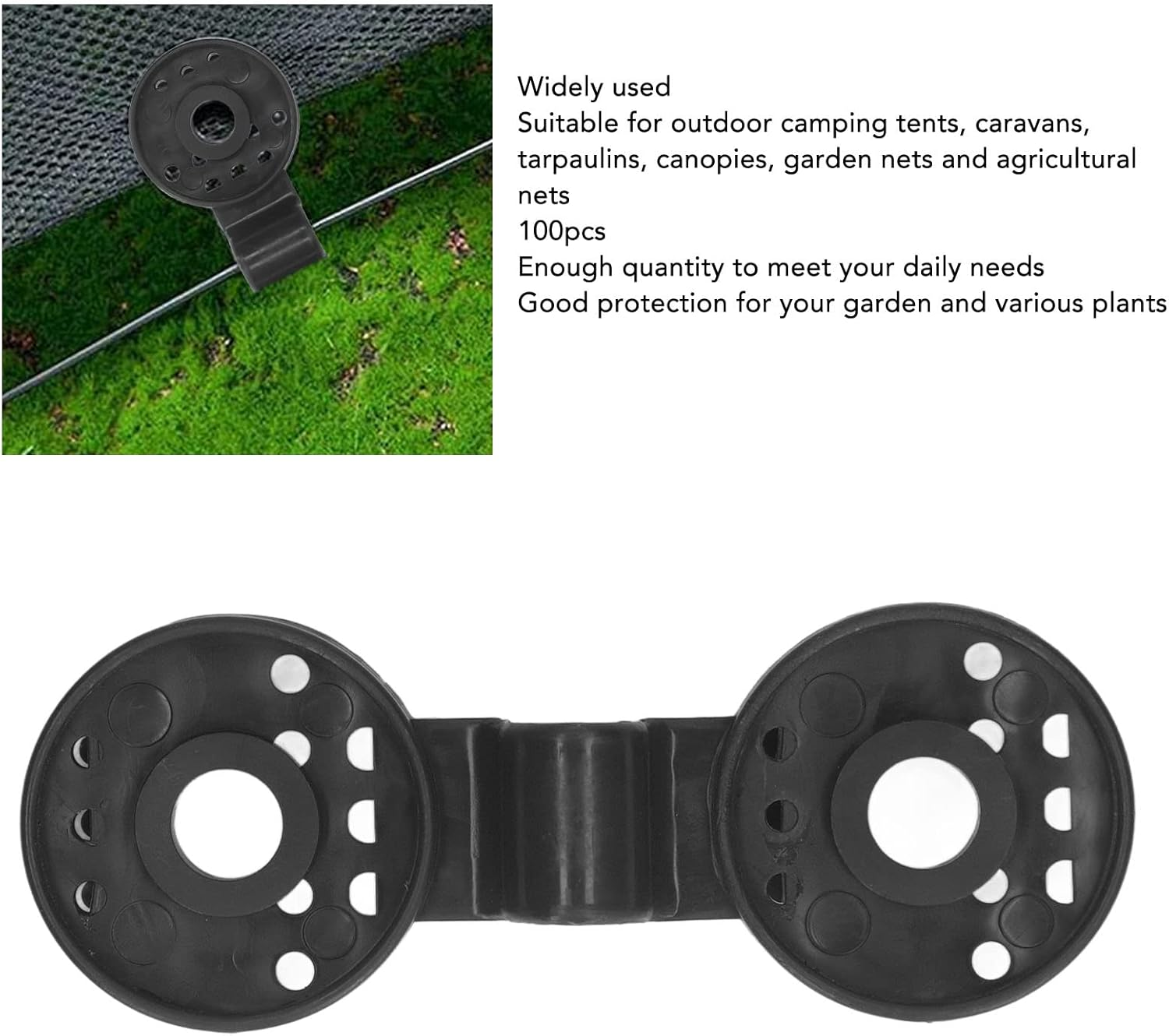 100Pcs Shade Cloth Plastic Clips, Bird Proof Plastic Sunshade Clips, Shade Cloth Heavy Duty Lock Grip for Sun Shade Net, anti Bird Netting, Garden Netting, Shade Netting (Black) - Black image number 4