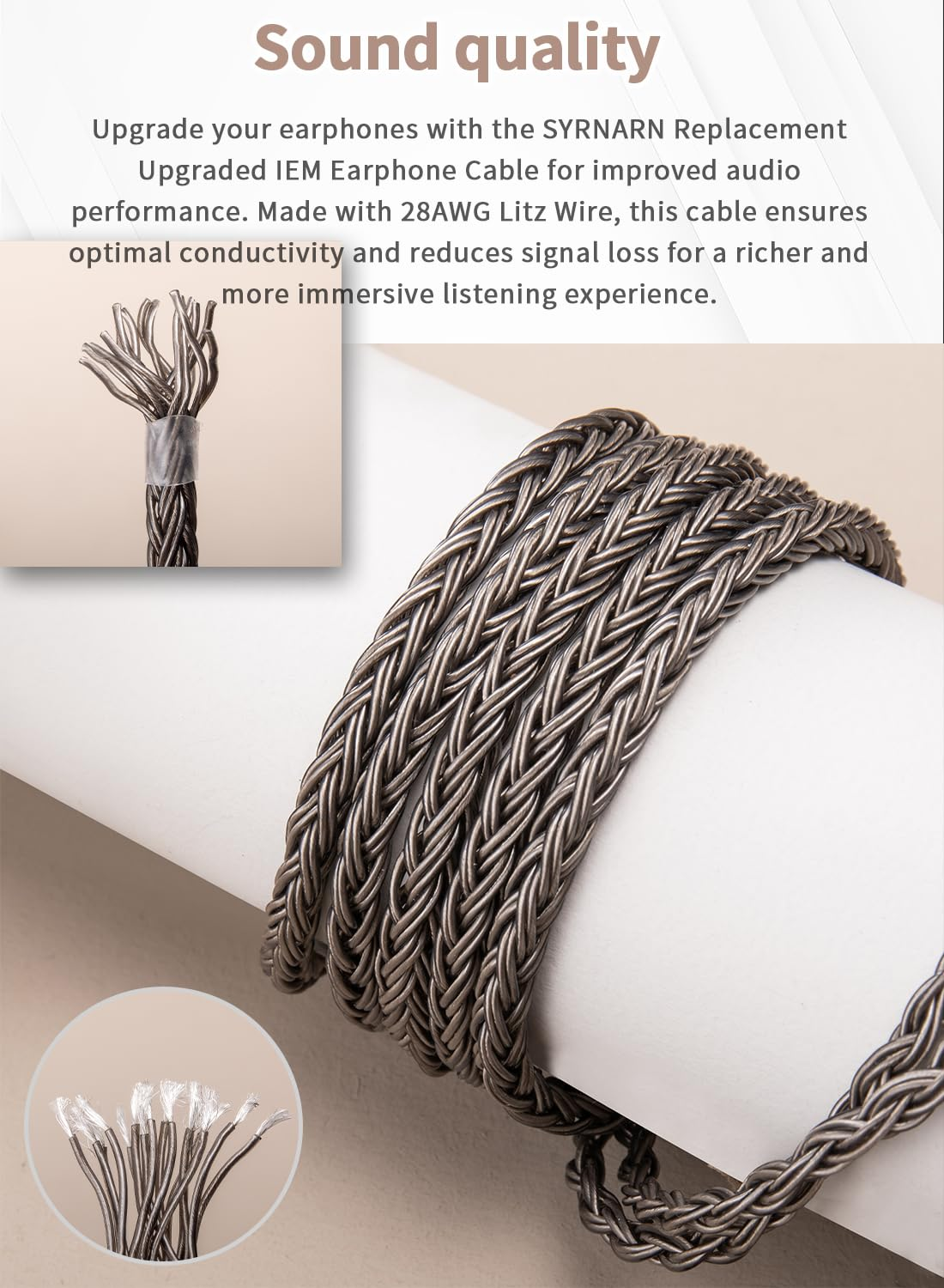 SYRNARN 4.4Mm Balanced Headphone Cable Compatible with Focal Clear MG, Stellia, Celestee, Elear, Elegia, Elex, Radiance 16 Core Upgrade Replacement Cord (With 4.4Mm Balanced, 2Meters/6.5Ft) image number 1