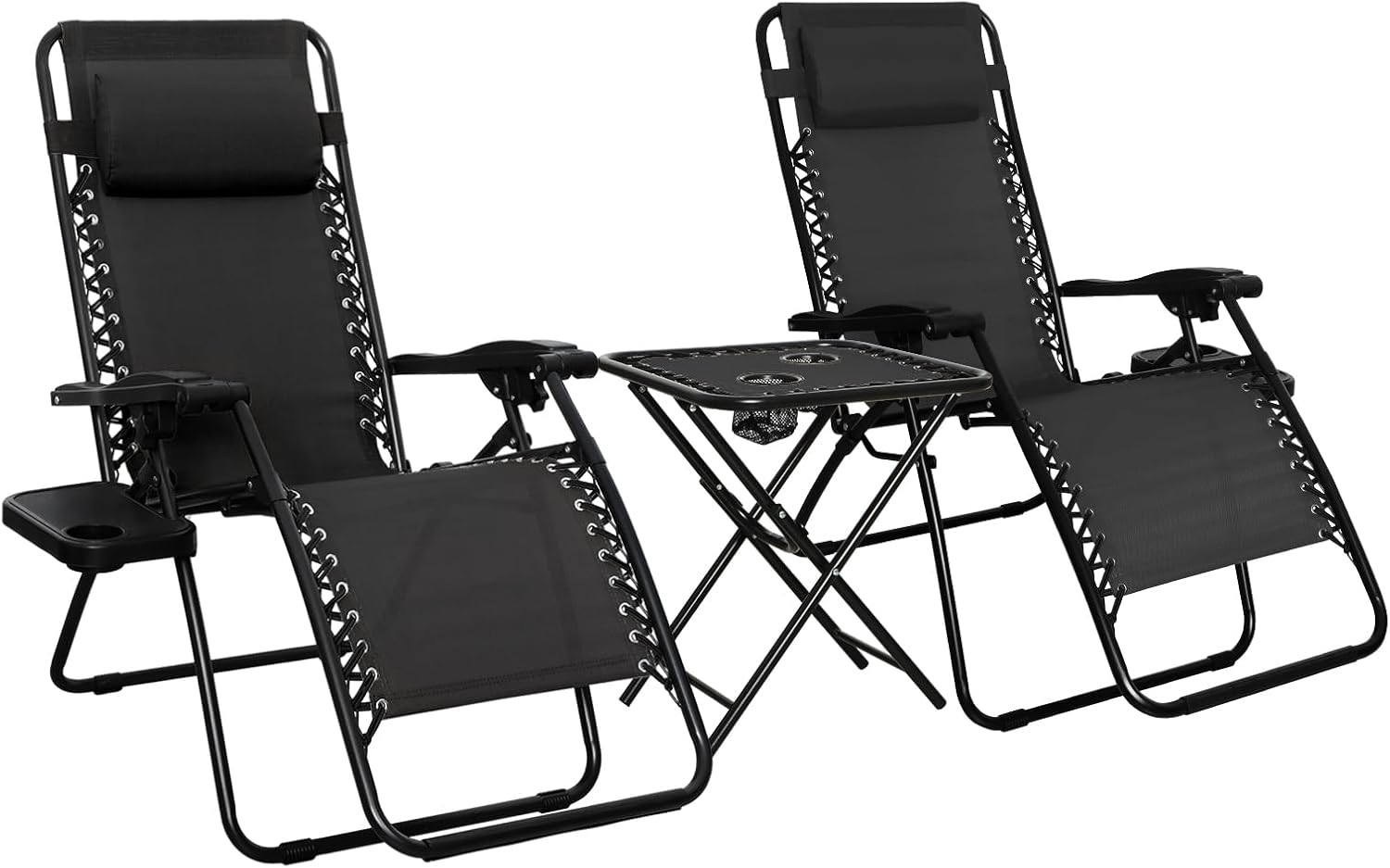 Amazonbasics Zero Gravity Chair with Side Table, Set of 2, Black