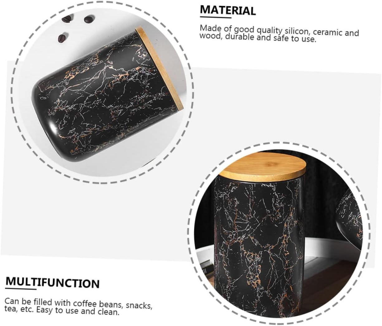 FELTECHELECTR 1Pc Marble Sealed Storage Jar Lid for Kitchen Elegant Candy Snack Container for Dried Fruits Coarse Grains Practical Home Organization image number 4