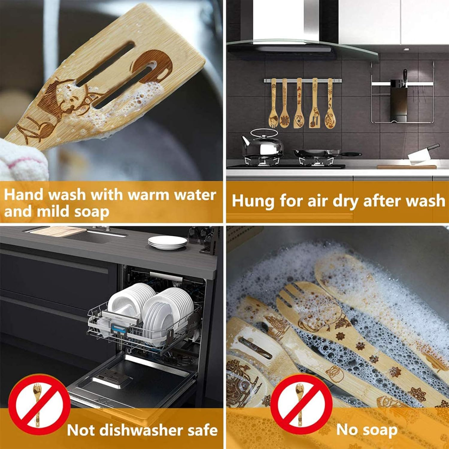 5 PCS Cartoon Wooden Spoons for Cooking,Winnie the Bear Kitchen Accessories,Cute Tiger Spatula for Kitchen Decor,Winnie Bear Kitchen Stuff,Winnie Bear Gifts for Women,Valentines Day Gifts image number 6