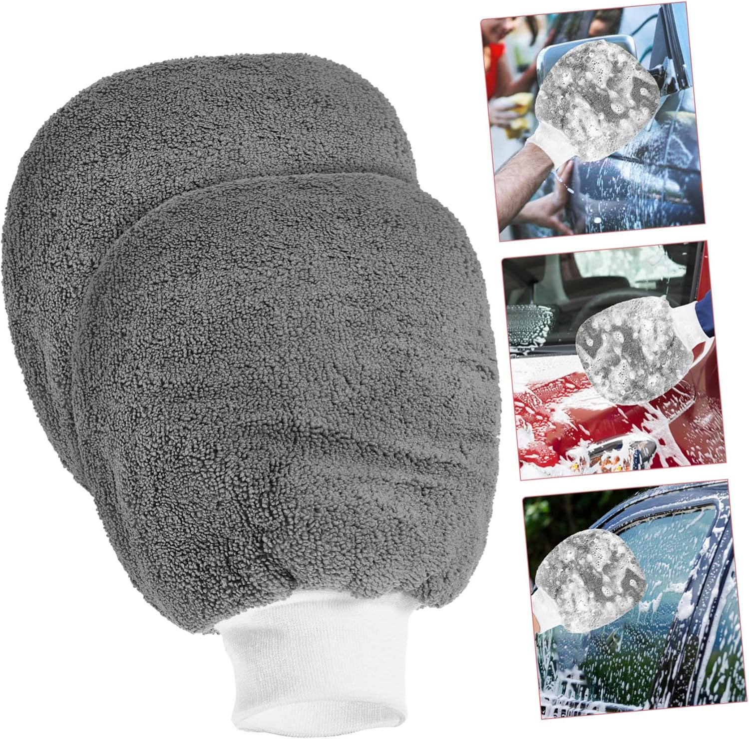 IMIKEYA Car Wash Mitt 2Pcs Scratch-Free Wash Gloves Thickened Microfiber Automotive Exterior Cleaning Dusting Gloves for Detailing and Vehicle Care image number 4