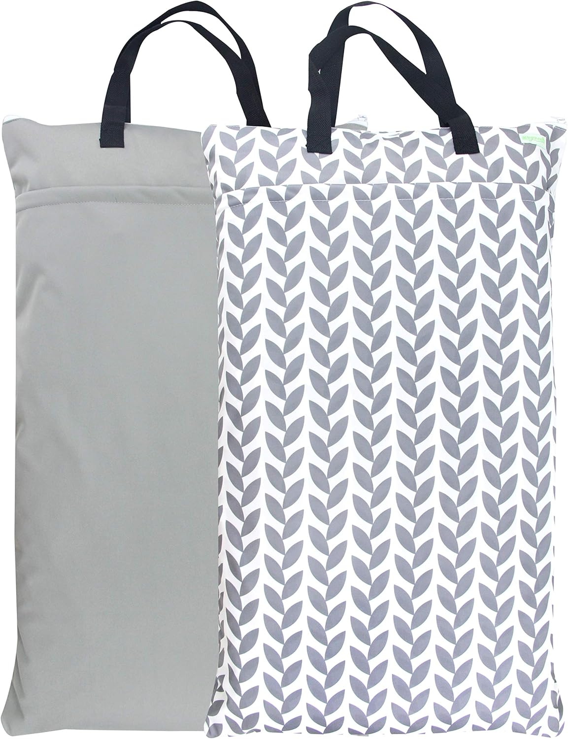 Wegreeco Reusable Hanging Wet Dry Cloth Diaper Bag(2 Pack, Grey Leaf, Grey) image number 6