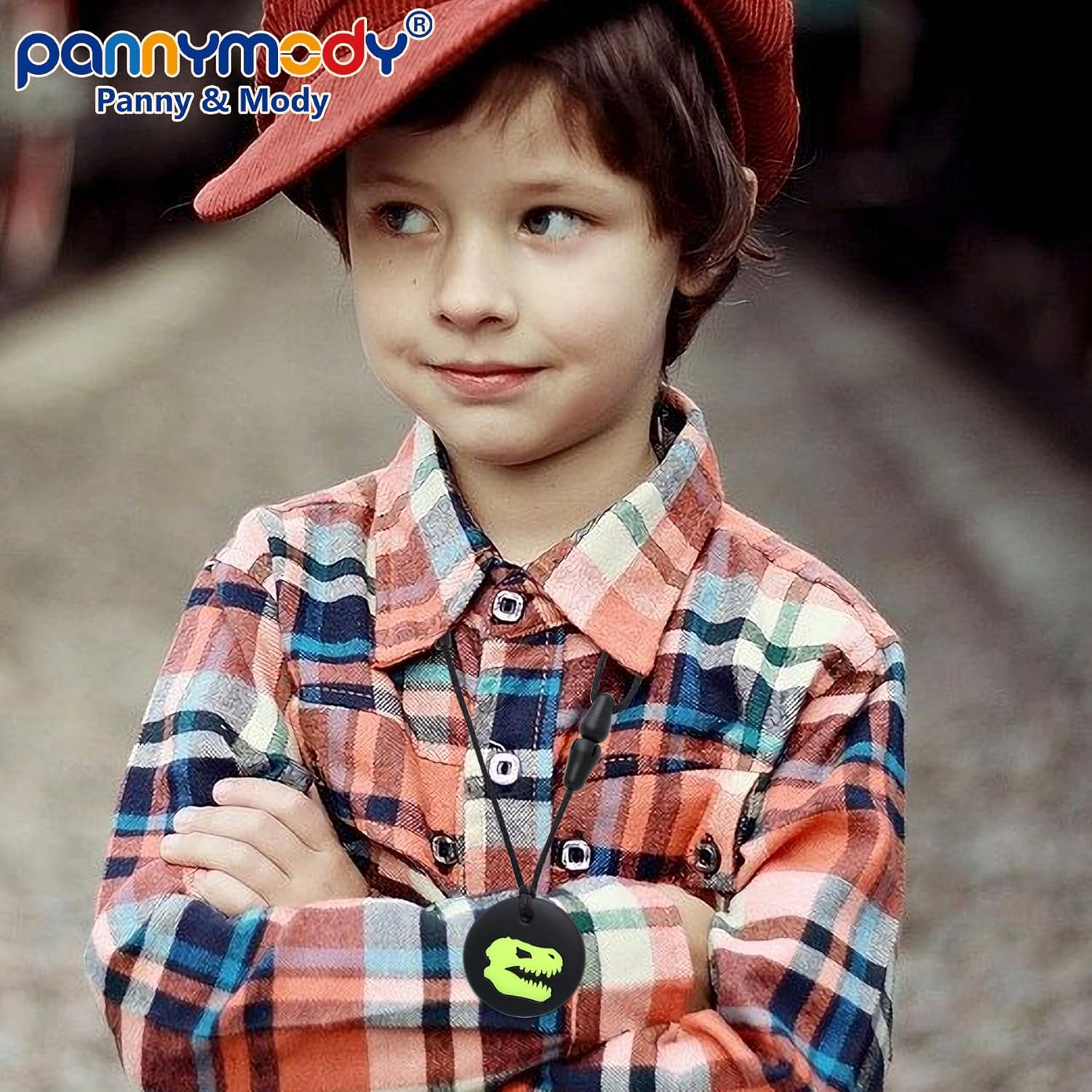 Panny & Mody Sensory Dinosaur Skull Chew Necklace for Kids, Girls or Boys, Silicone Chewy Necklaces Teether Necklace Oral Motor Therapy Toy for Chewing, Autism, SPD, ADHD image number 4