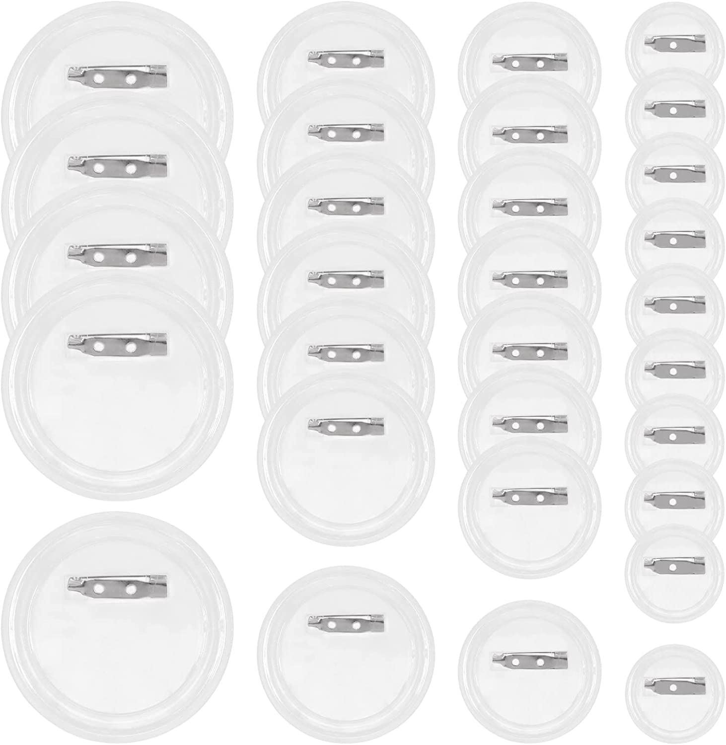 Mardatt 50Pcs 4 Sizes Clear Button Badges Set with Pin, 25/38/45/60Mm Acrylic round Badge Pins Blank Button Picture Custom Design for DIY Making Craft Supplies Christmas Festival Gift image number 3