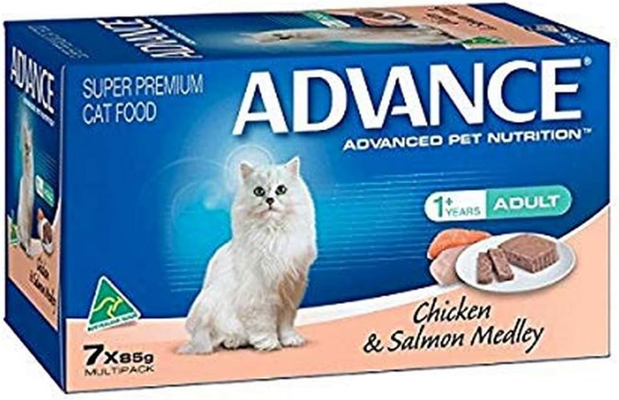 ADVANCE CAT ADULT CHICKEN & SLMN MED 85G 7PK (292529)(OM7)