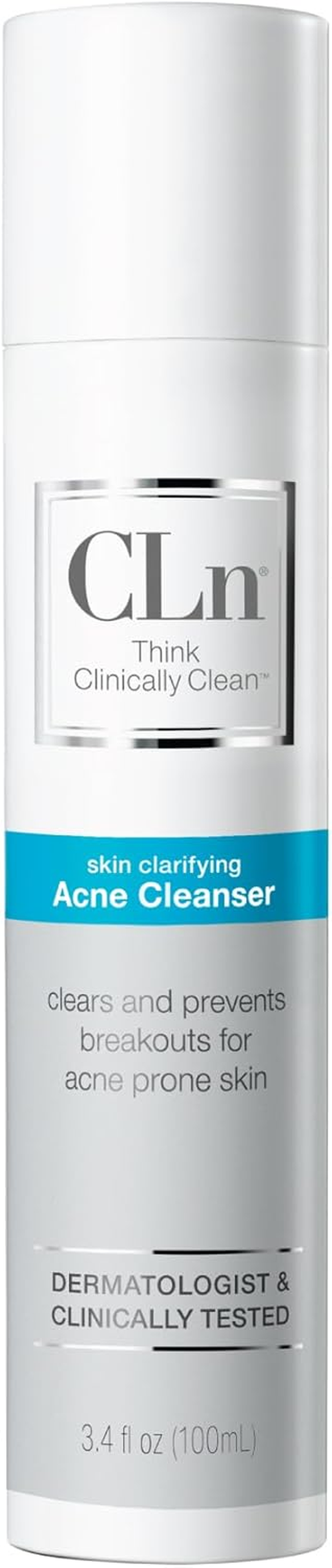 Cln&reg; Acne Cleanser-The Only Facial Cleanser with 0.5% Salicylic Acid Preserved with Sodium Hypochlorite for Clarifying Skin from Blackheads & Breakouts, Oil-Free & Fragrance-Free, 3.4 Fl. Oz. image number 1