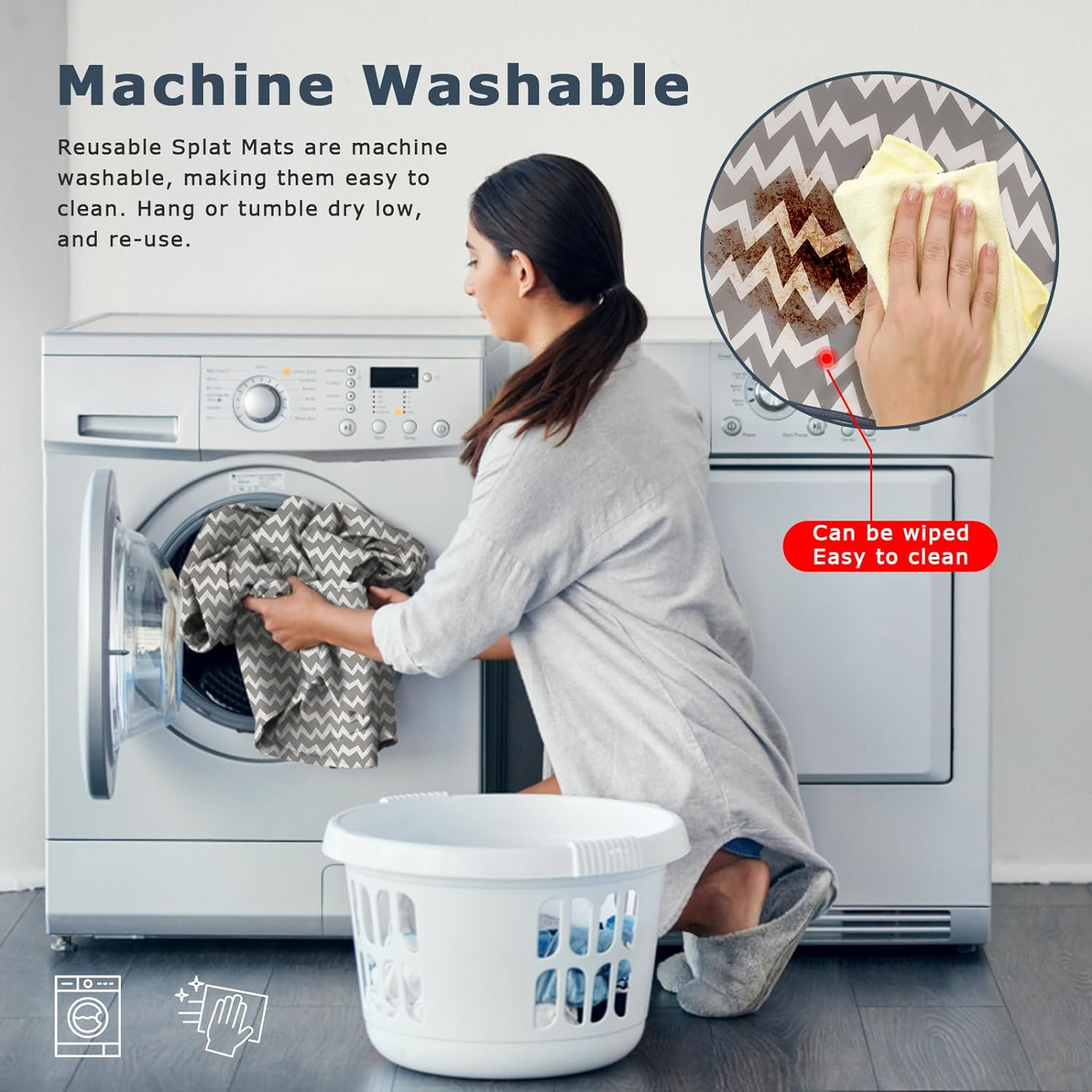 Highchair Floor Mat, Baby Splat Mat for under High Chair/Arts/Crafts, Anti-Slip Waterproof Splash Mat, Washable Portable Picnic Floor Cloth for Baby Feeding Table image number 3