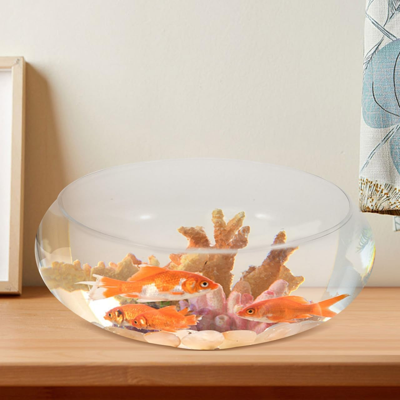 Betta Tank Glass Fish Bowl Flower Glass Vase Bowl Clear Wide Mouth round Vase Terrarium Air Plant Hydroponic Succulent Planter Floral Container Vase for Home Office Wedding L image number 1