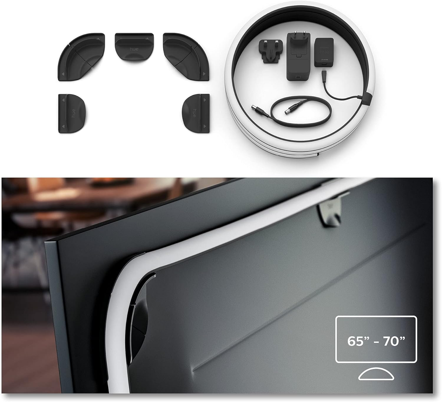 Philips Hue Gradient Lightstrip for 65 Inch TV, Sync with Media and Gaming, Smart Entertainment LED Lighting with Voice Control, Compatible with Alexa, Google Assistant and Apple Homekit image number 3