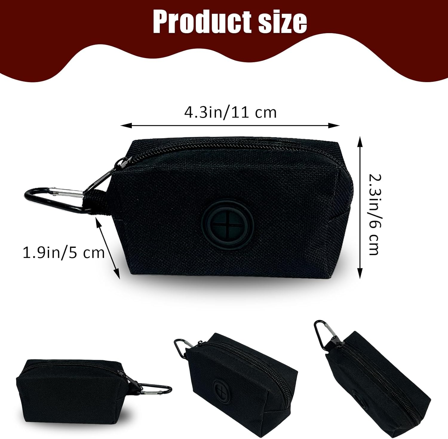 2Pcs Dog Poop Bag Holder for Leash Attachment, Hand Free Pet Waste Bag Dispenser Zippered Pouch, Portable Lightweight Fabric Bag Set with Leash Clip for Doggie Puppy Trash Bags (Gray) image number 2