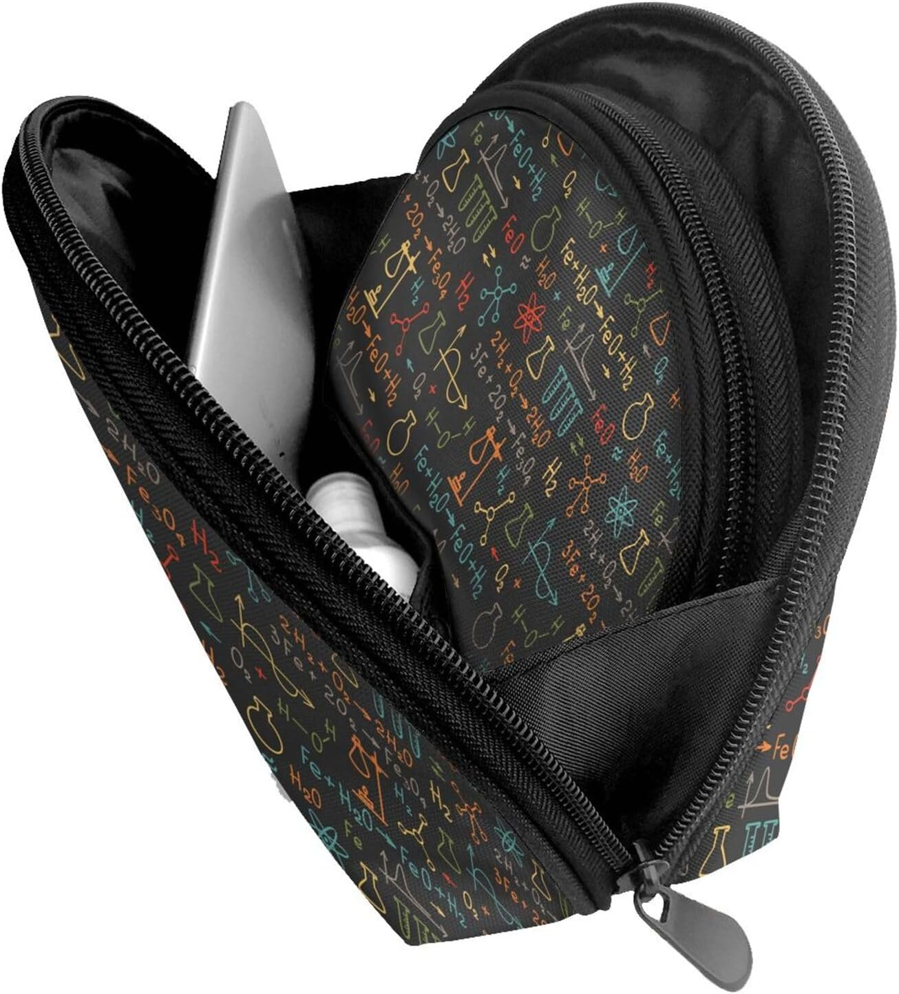 Coin Pouch Makeup Bags Set, 2 Piece Shell Shape Cosmetic Bag with Pockets for Daily Travel Handbag Lipstick Keys Toiletry, Personalized Educational Chemistry Equation Experiment image number 4