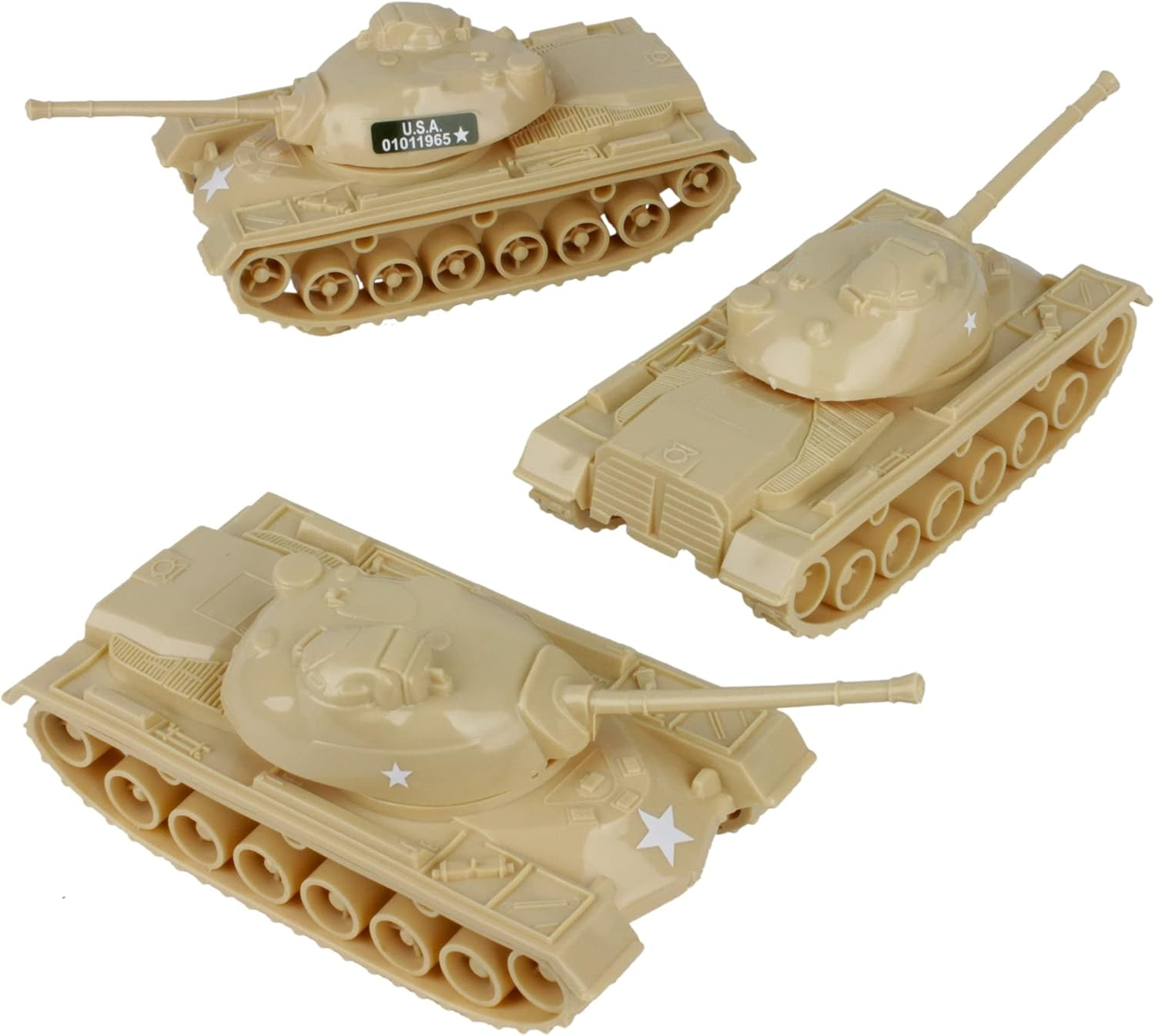 Tim Mee Toy Timmee Toy Tanks for Plastic Army Men - Tan WW2 3Pc Made in USA