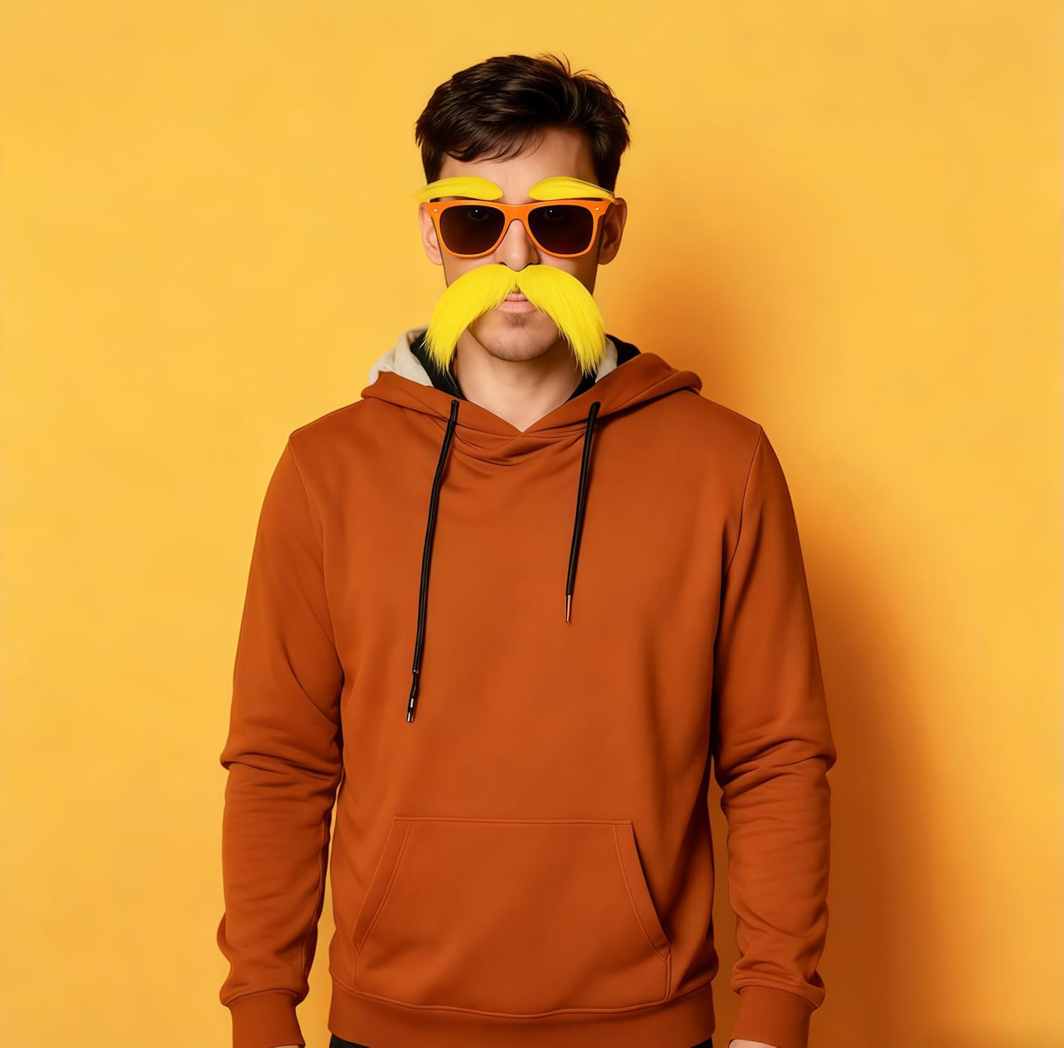 Yellow Mustache and Eyebrows Cosplay Costume Accessories Funny Party Favors Men Women image number 2