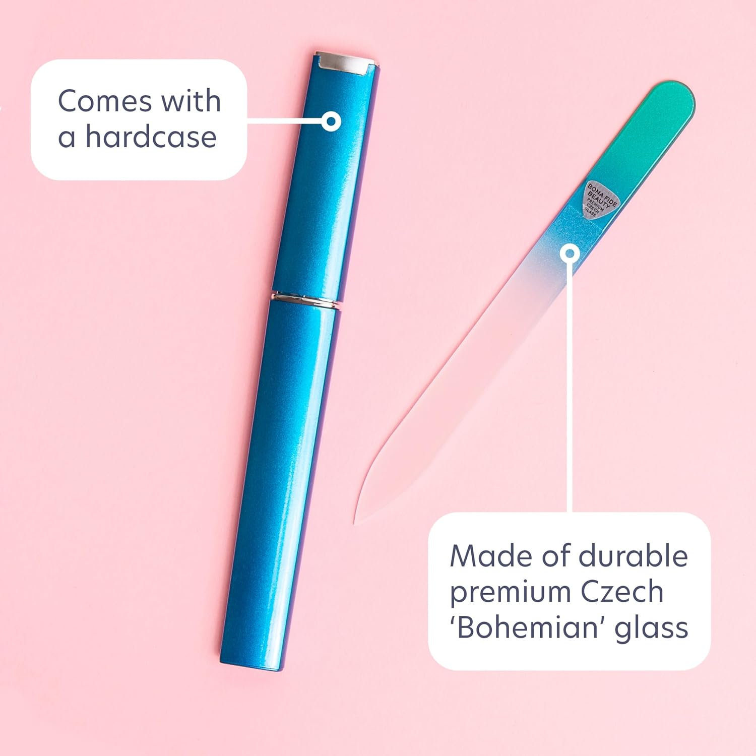 Bona Fide Beauty Glass Nail File with Case, Glass Fingernail File for Natural Nails, File in Any Direction, Expertly Shapes Nails, Enjoy a Professional Smooth Finish - Premium Czech Glass - Gold Magenta image number 5