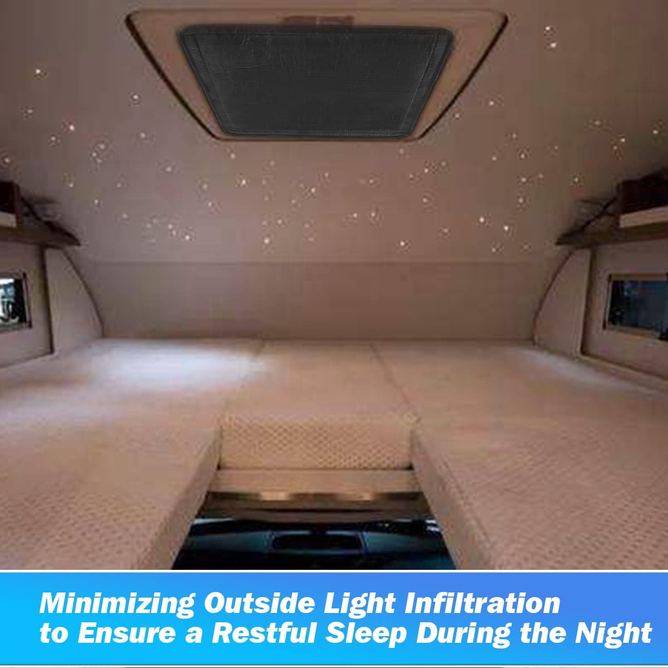 Safoner RV Roof Vent Skylight Insulator Cover, Sun Blackout Fabric for Camper (16 X 16 Inch)- Black