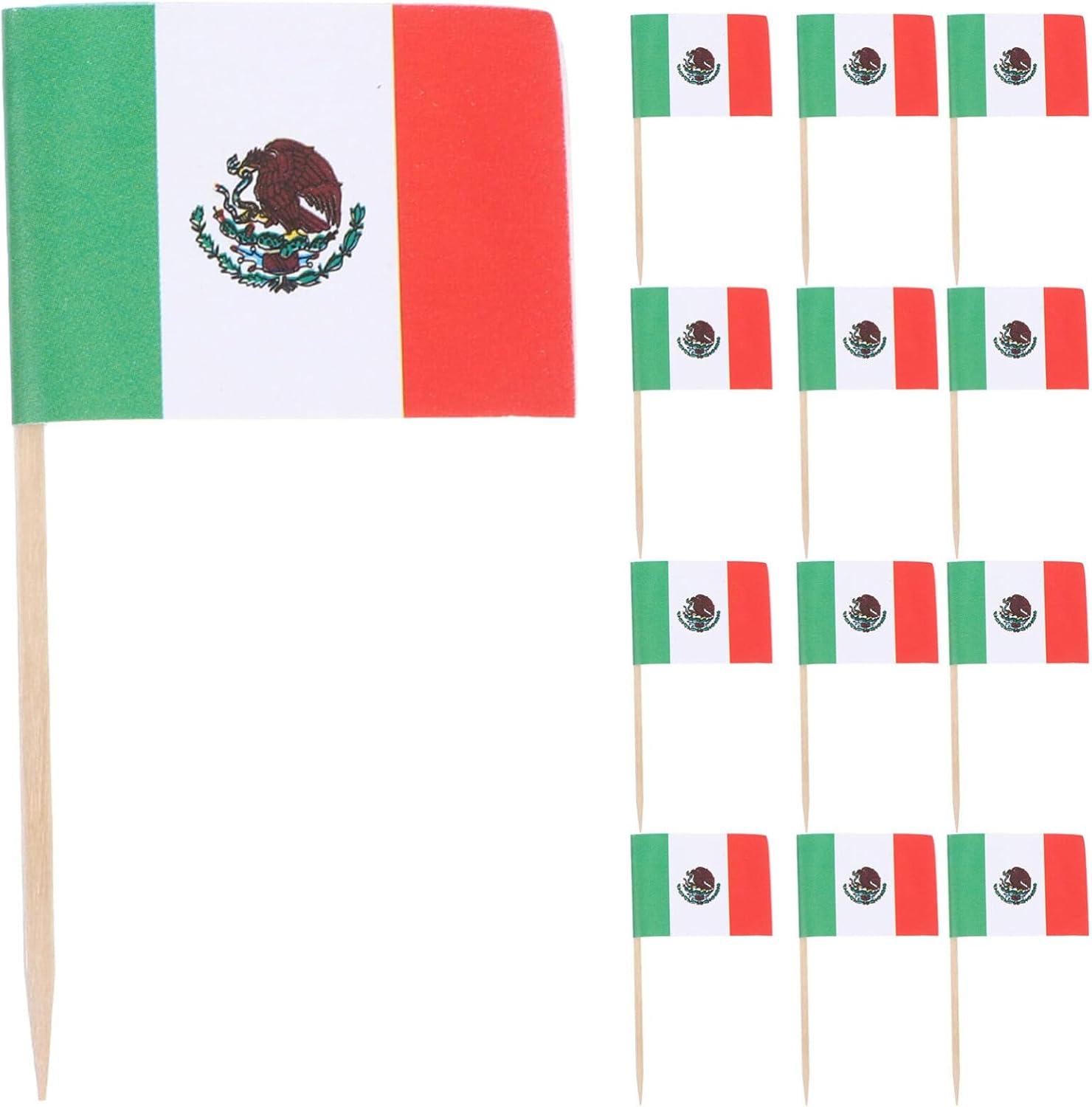 100Pcs Fruit Plate Decoration Wine Stick Mexico Flag Picks Decorative Fruit Toothpicks for Cupcake Dessert Party - Multi image number 6