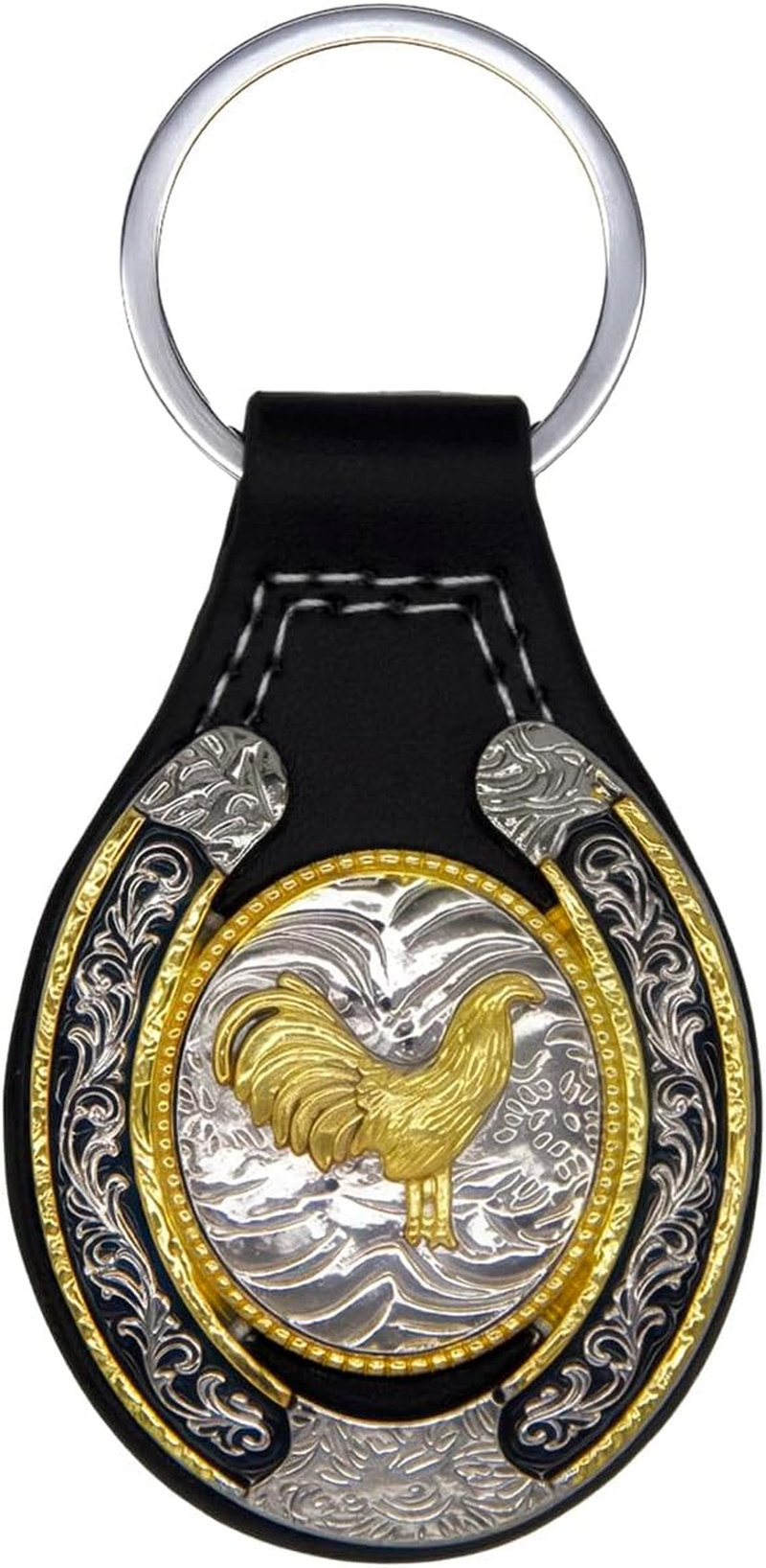 TOPACC Western Leather Keychain for Men Women Bag Charms Vintage Cowboy Key Rings for Western Accessories - A Black image number 6