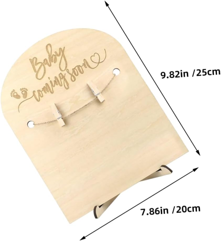 SHINEOFI 2Sets Wooden Birth Announcement Cards Milestone Markers Stands Newborn Decor for Nursery for Mom Dad Photo Frame Clips image number 6