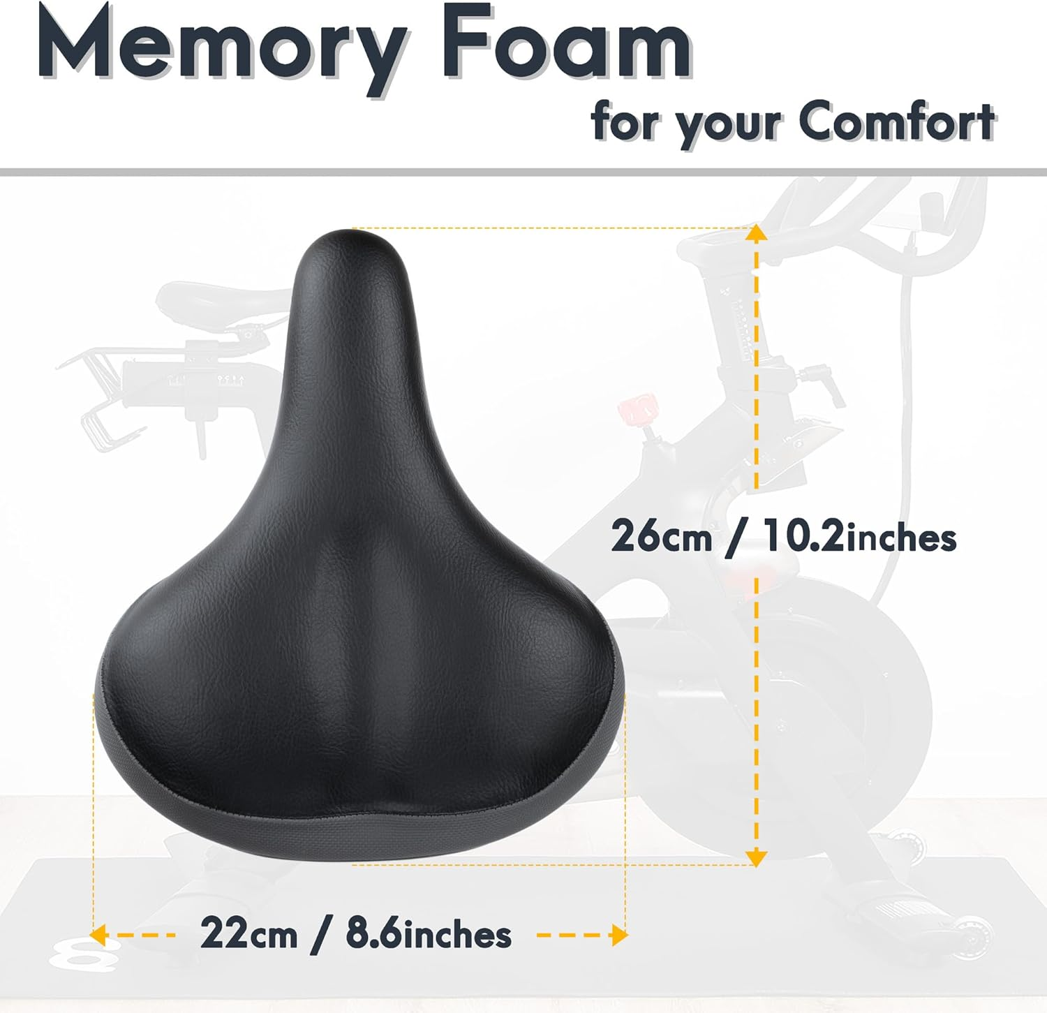 Venzo Bicycle Saddle Wide Seat - Size 26Cm X 22Cm - Compatible with Indoor Stationary Exercise Bikes Peloton, Beach Cruiser - Comfort for Men & Women - Big Large Cushioned Soft Comfortable Padded image number 6