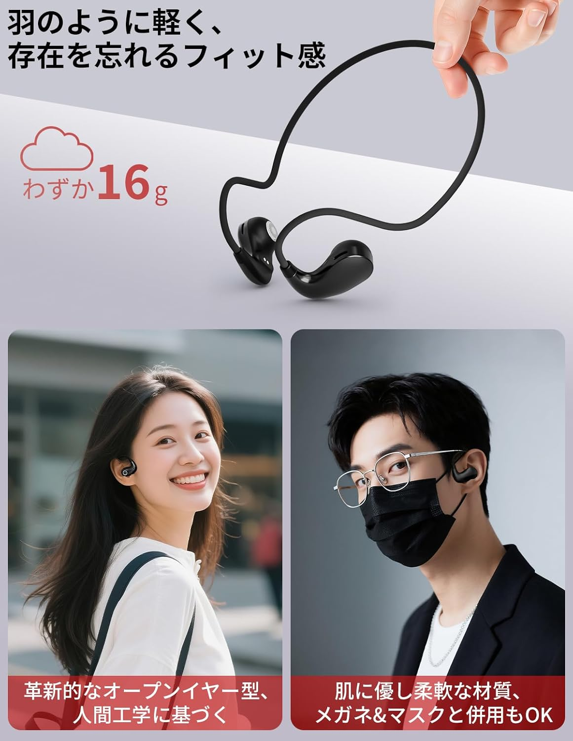Earaku Open Ear Earbuds, Equipped with DSP Amplifier, Open Type That Breaches Traditional Sound Quality, Wireless Earphones, Bluetooth 5.4, Does Not Block Ears, Air Conduction Earphones, Ear Cuffs image number 1