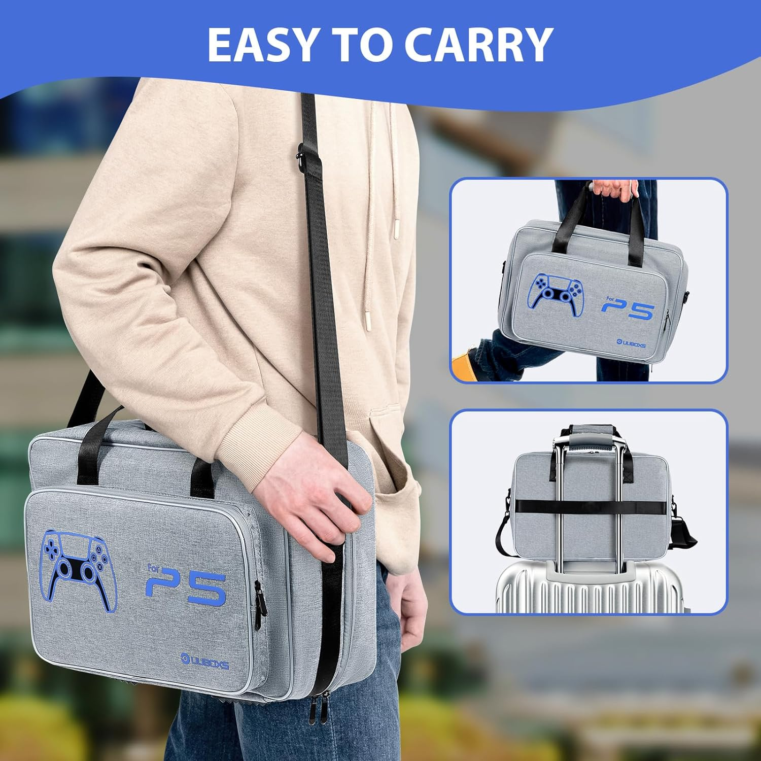 UUBOXS Carrying Case for PS5, Upgrade Protective Travel Bag for PS5/PS5 Pro/Ps5 Slim, Large Capacity Storage Bag Compatible with Playstation 5 Controller Console Accessories - Ps5 Case image number 2