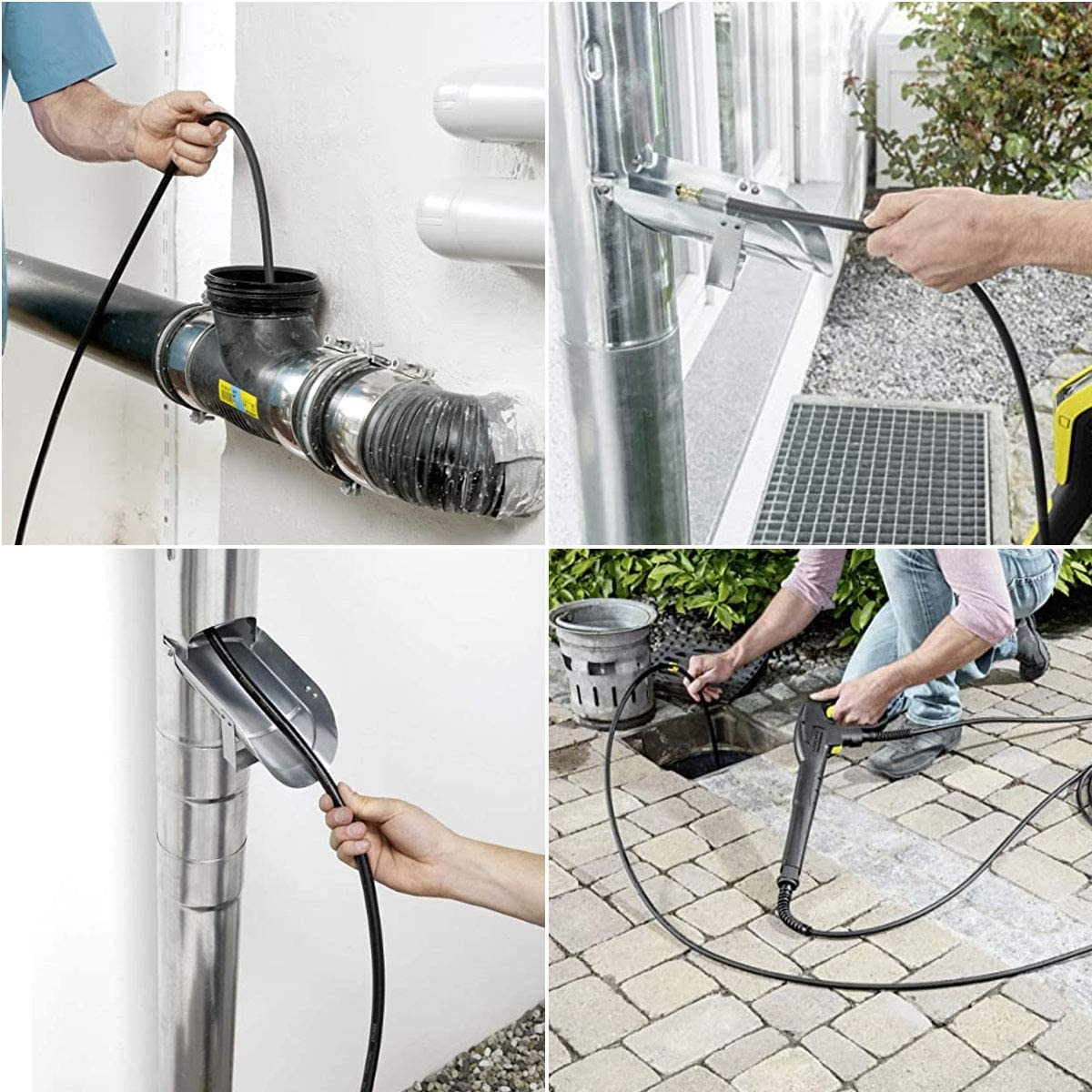 Qooltek Professional High Pressure Drain Pipe 15M/50FT, Drain and Pipe Cleaning Hose Kit with Adapter for Karcher K-Series and Lavor image number 5