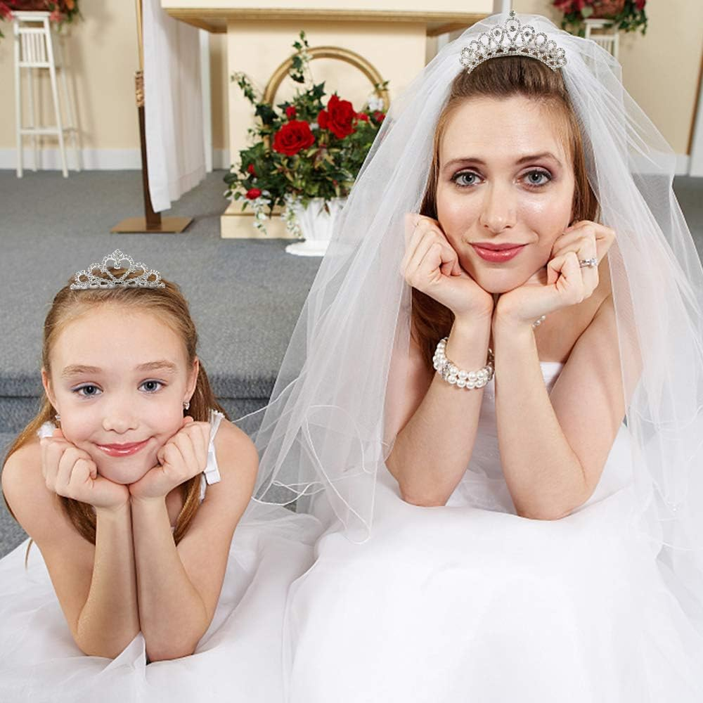 NODG 3 Pieces Silver Tiaras for Women - Princess Rhinestone Mini Crowns with Comb for Party Favors