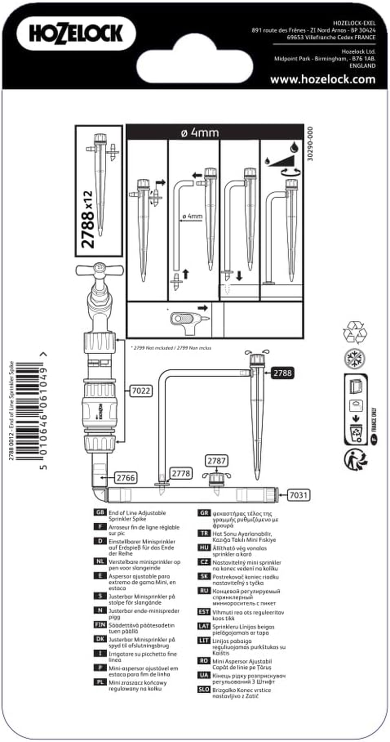Hozelock End of Line Spike Adjustable Sprinkler 12-Pieces image number 2