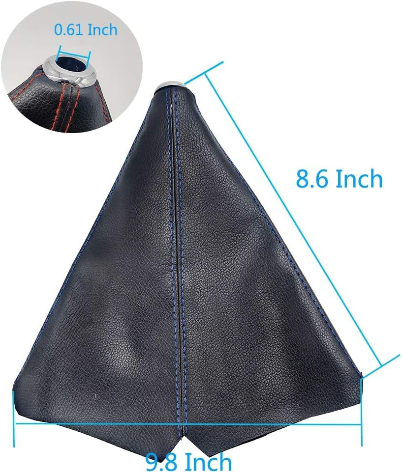 Universal Car Shift Knob Boot Dust Cover, Shift Boot Cover, Made of Pu Leather with Black Seams Red Seams and Blue Seams (Black/Abs) - Black image number 2