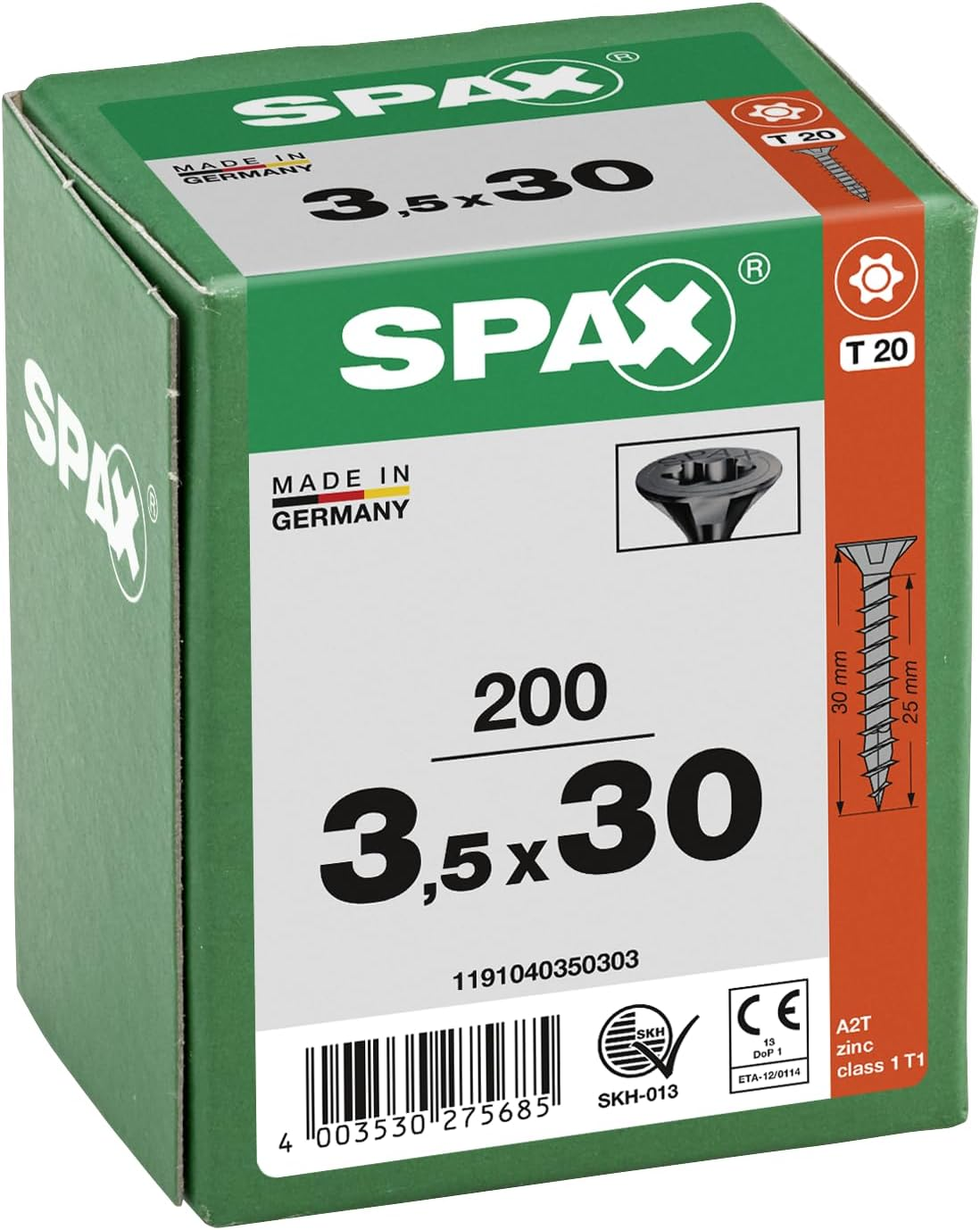 SPAX Universal Screw, Countersunk Head, Black, T-Star Plus, Full Thread (3.5 X 30 Mm, Pack of 200) image number 3