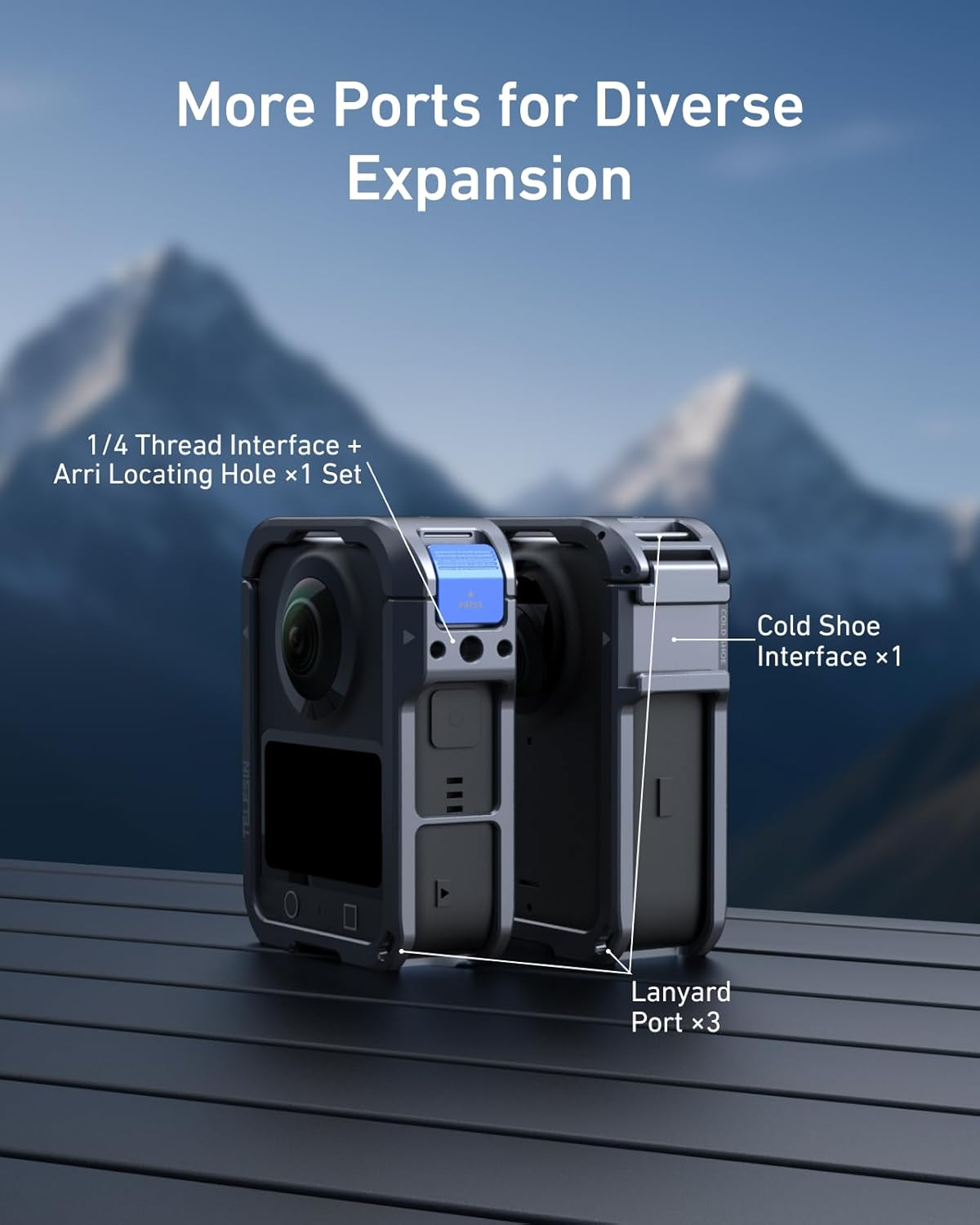 TELESIN Aluminum Alloy Protective Frame Case for DJI Osmo 360 with Cold Shoe Mount Magnetic Quick-Release Mount 1/4-Inch Threaded Interface with Silicone Protective Len Case for Camera Accessories image number 3