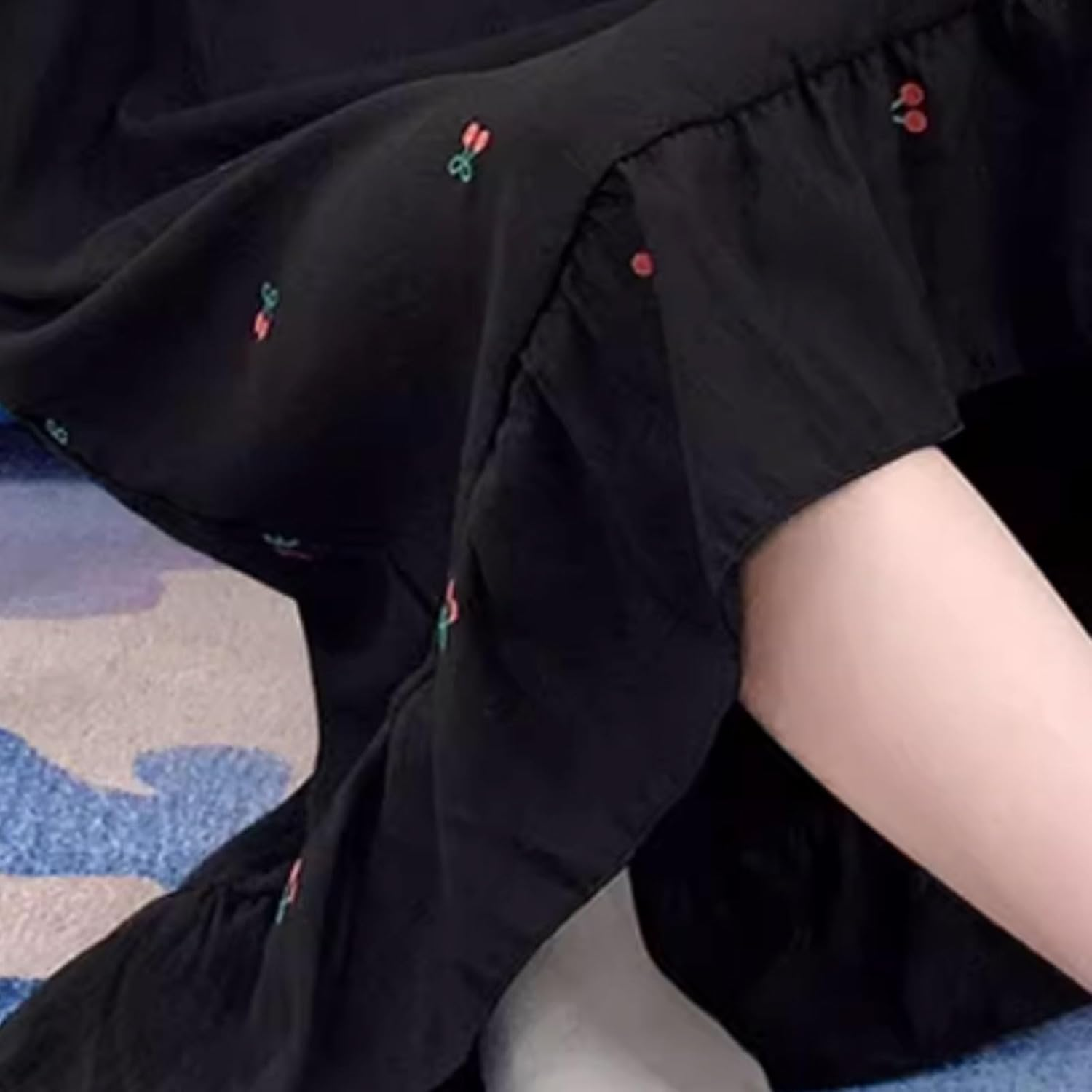 Polyester Blended Nightgown Mid-Length Loose with Chest Pad Nightdress Suspenders Nightgown Can Be Worn Outside image number 2