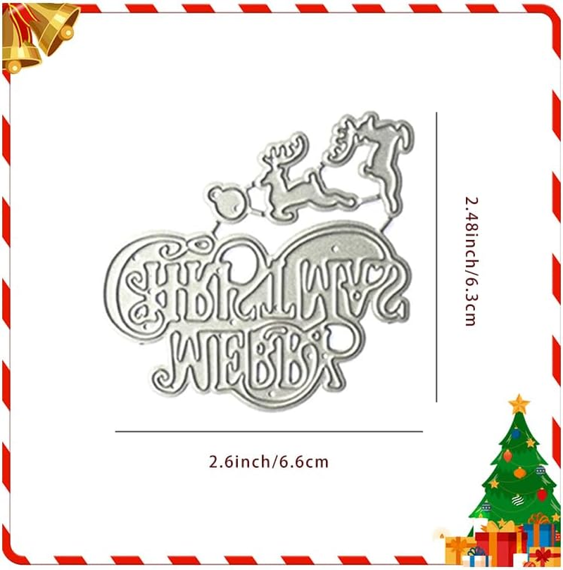 Merry Christmas Deer Metal Cutting Dies, DIY Embossing Stencil Template Crafts for Handmade Scrapbooking Paper Card Making (Merry Christmas)