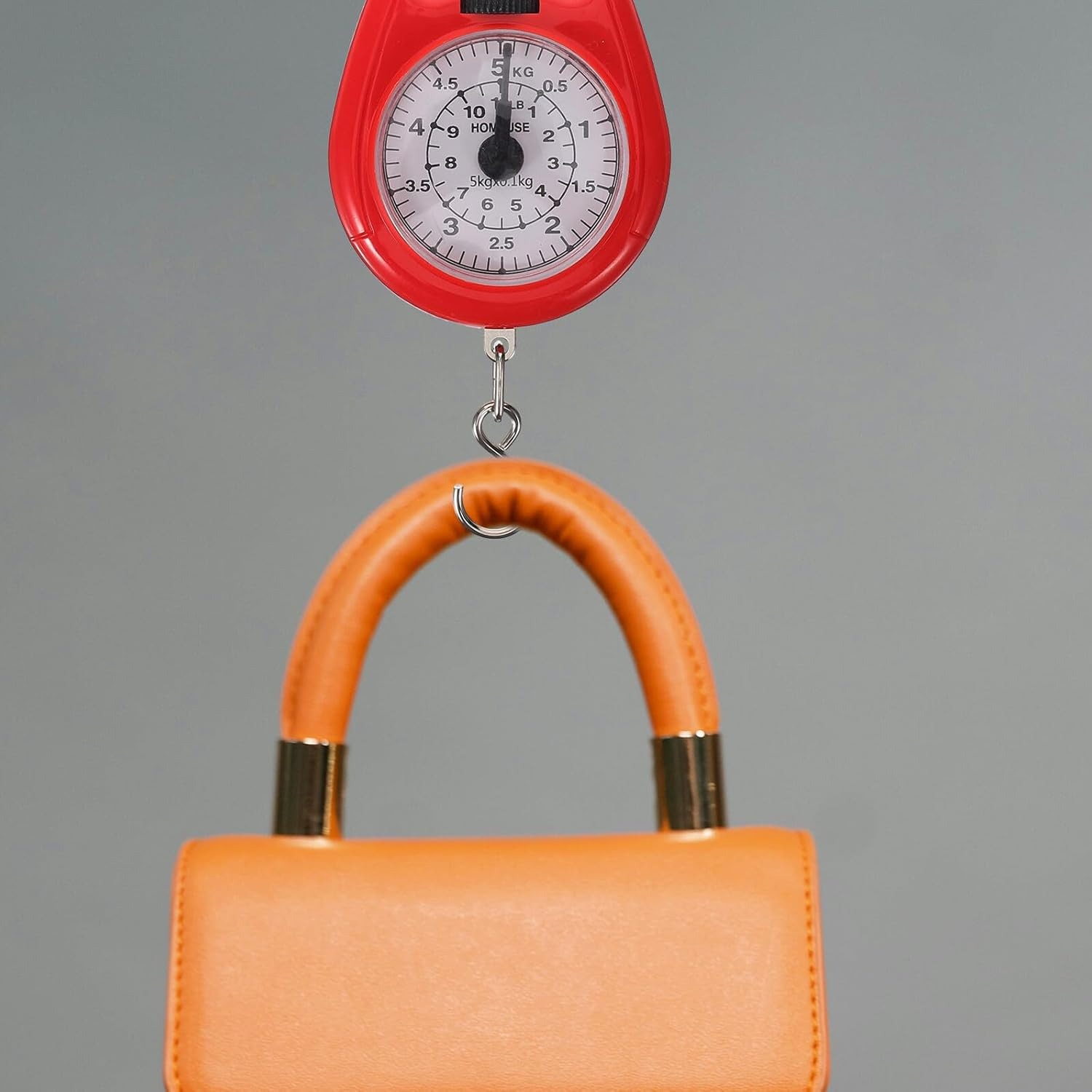 BUTIFULSIC Portable Mini Red Mechanical Spring Scale Handheld Hanging Luggage Scale for Travel and Fishing Weighing image number 3