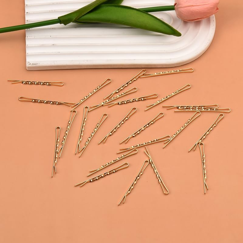 Gold Twisted Hair Pins for Women Bobby Pins Blonde Hair Pins for Thick Thin Hair Bun Hairpins Bobbi Pins for Hair Long Side Hair Clips Grip Barrettes Styling Long Hair Clips 24 PCS - Silver image number 2