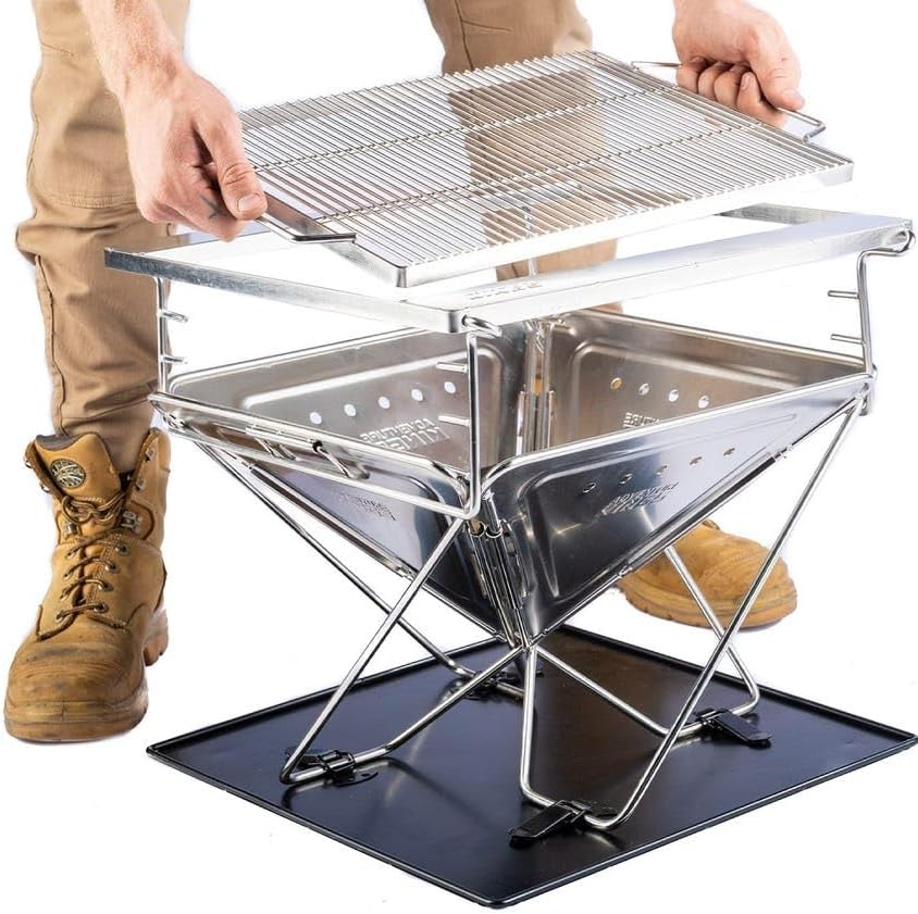 Kings Folding Firepit + Stainless Steel Firepit Grill + BBQ Tools image number 2