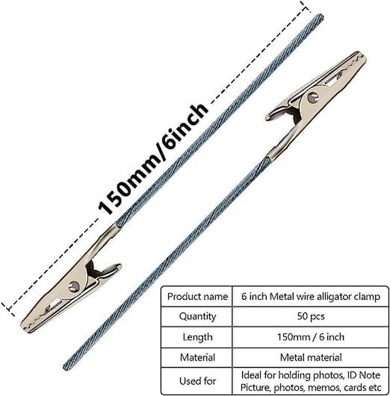 Set of 50 Metal Wire Alligator Clamp Long-Tailed Alligator Iron Clip Clasp for DIY Card Clip Holder 6 Inch (150Mm) image number 1