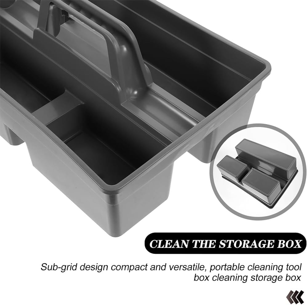 Cleaning Tool Basket,Plastic Storage Tray Tote,Versatile Multiuse with Attached Portable Handle to Organize and Carry Tools High Capacity, Portable Carry Organizer Box for Shower Car Cup Holder image number 3