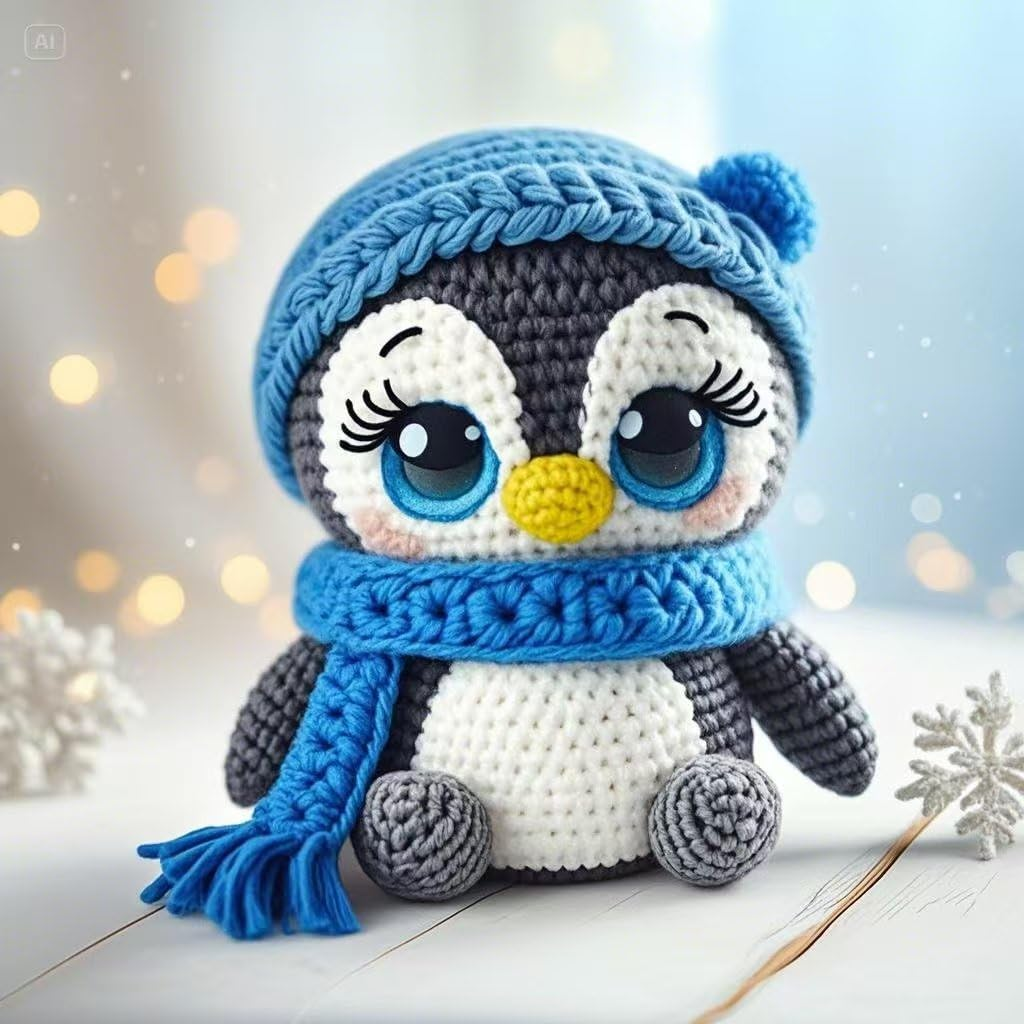 Crochet Complete Crochet Kits for Beginners, Penguin Crochet Kit, Include Video Tutorial, Crochet Kit, Beginners for Adults（Blue） image number 3