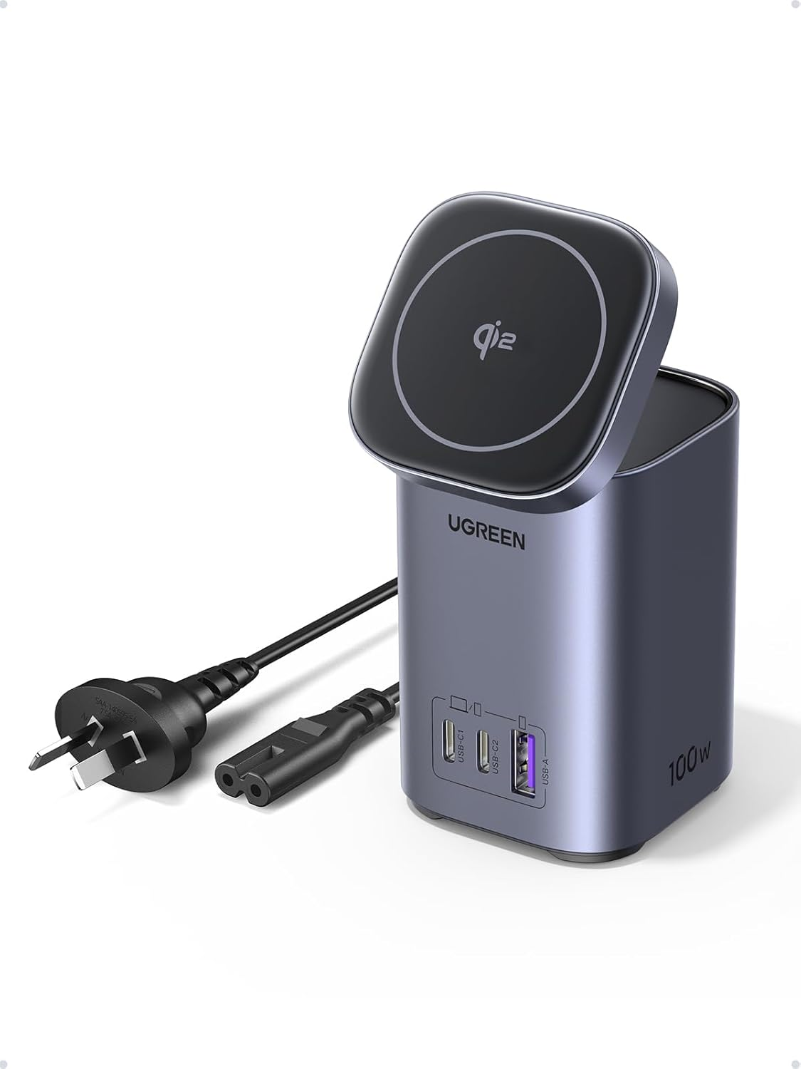 UGREEN 100W USB C Charger with Qi2 15W Magsafe Magnetic Charger 4-In-1 Nexode Gan Power Adapter Wireless Charging Station with Stand for Macbook Pro, XPS, Iphone 17 Pro Max, Galaxy S25 Ultra PPS 45W image number 4